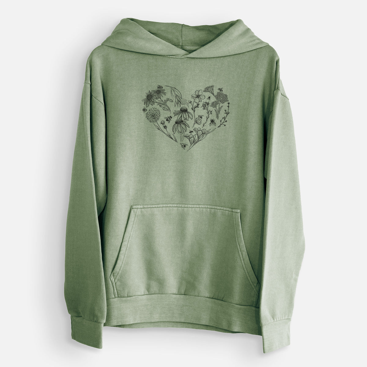 Heart Full of Blooms and Bees  - Urban Heavyweight Hoodie