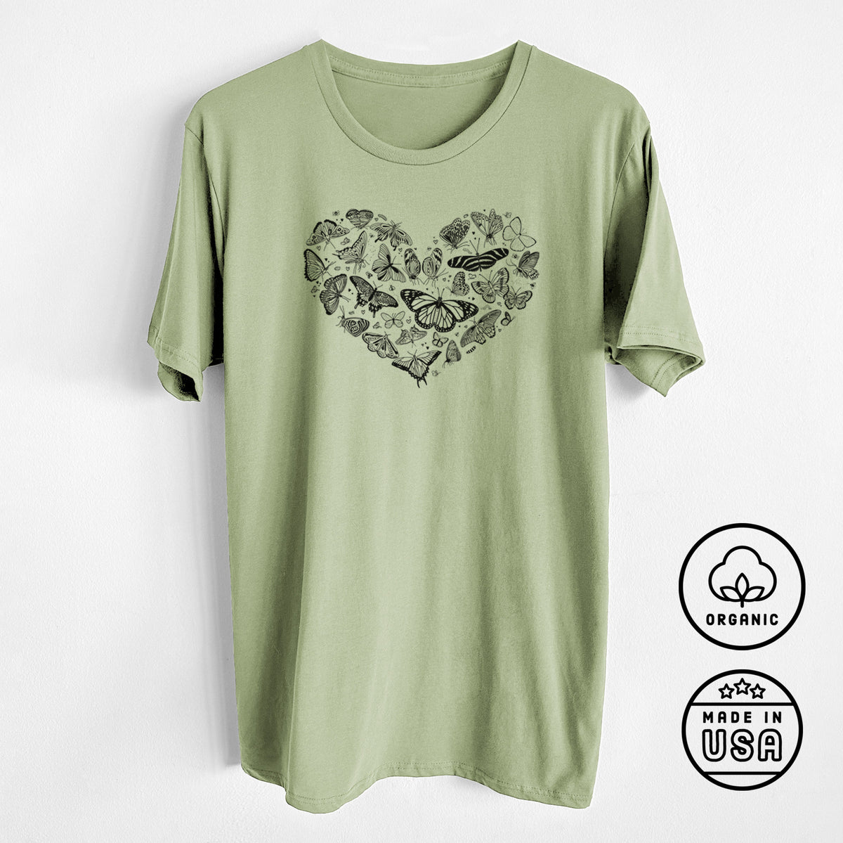 CLOSEOUT - Heart Full of Butterflies - Unisex Crewneck - Made in USA - 100% Organic Cotton