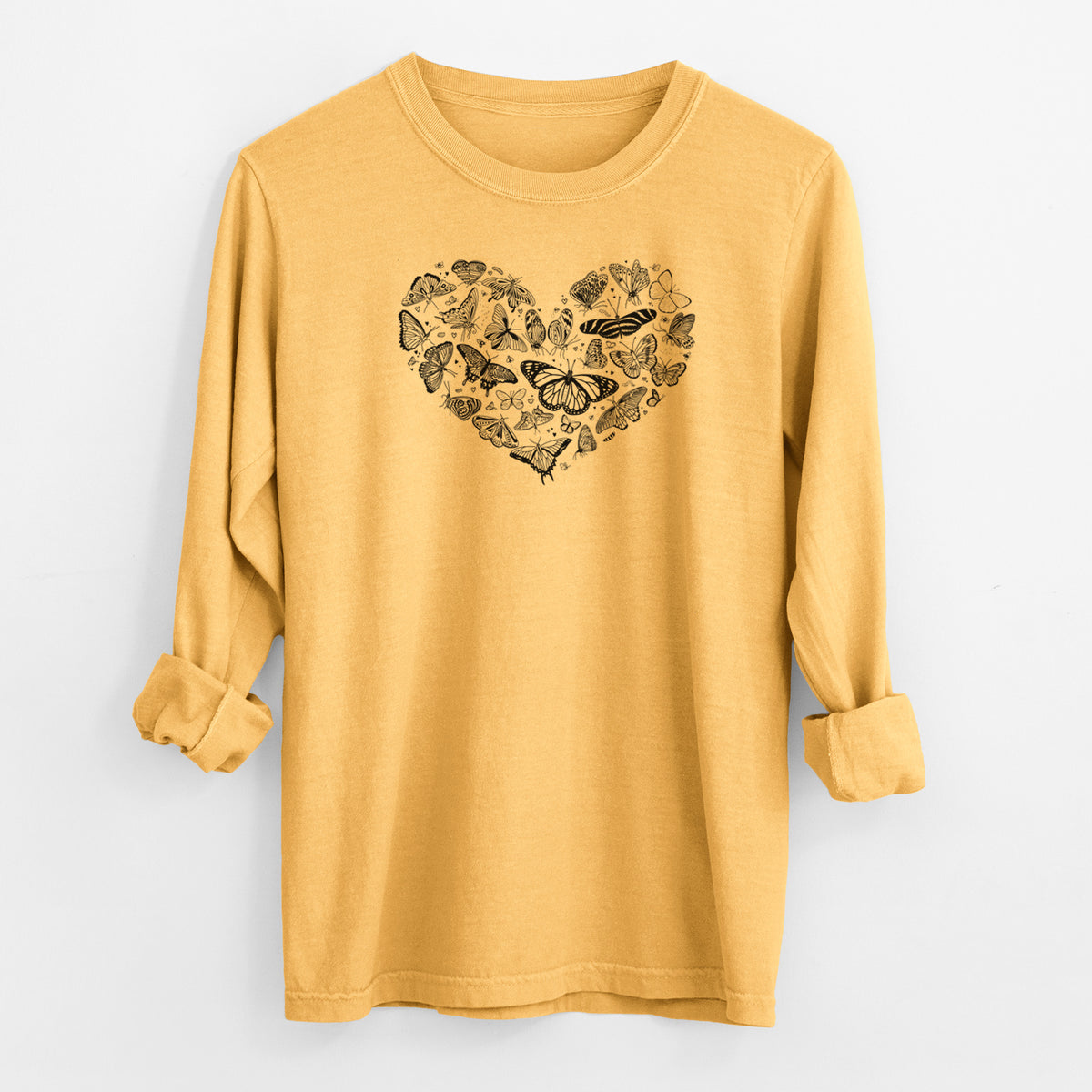 Heart Full of Butterflies - Men&#39;s Heavyweight 100% Cotton Long Sleeve