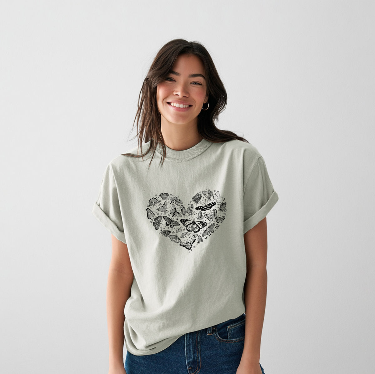 Heart Full of Butterflies - Heavyweight Men&#39;s 100% Organic Cotton Tee