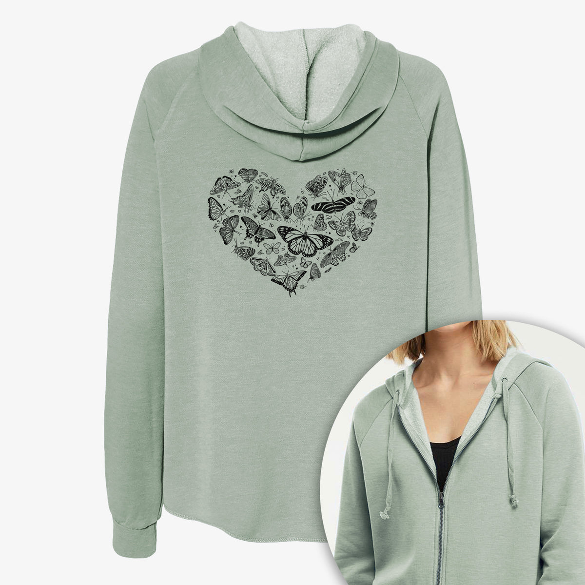 Heart Full of Butterflies - Women's Cali Wave Zip-Up Sweatshirt