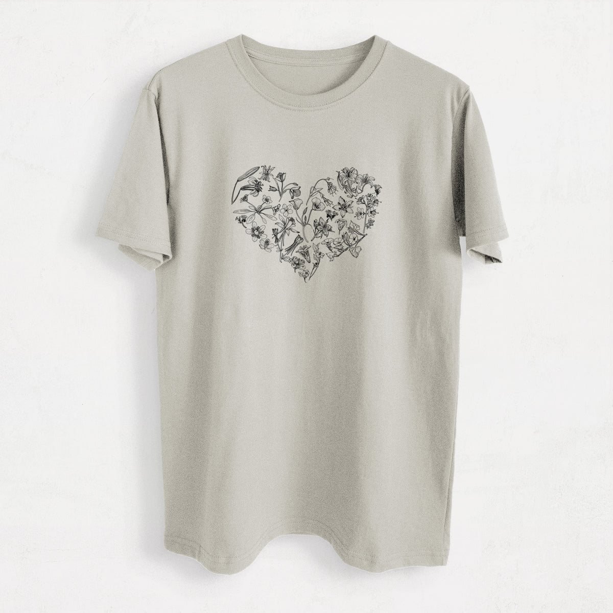 Heart Full of California Mountain Wildflowers - Heavyweight Men&#39;s 100% Organic Cotton Tee