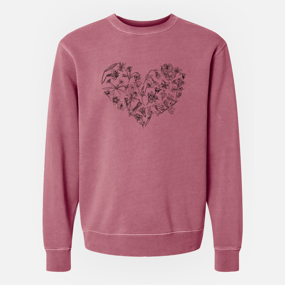 Heart Full of California Mountain Wildflowers - Unisex Pigment Dyed Crew Sweatshirt