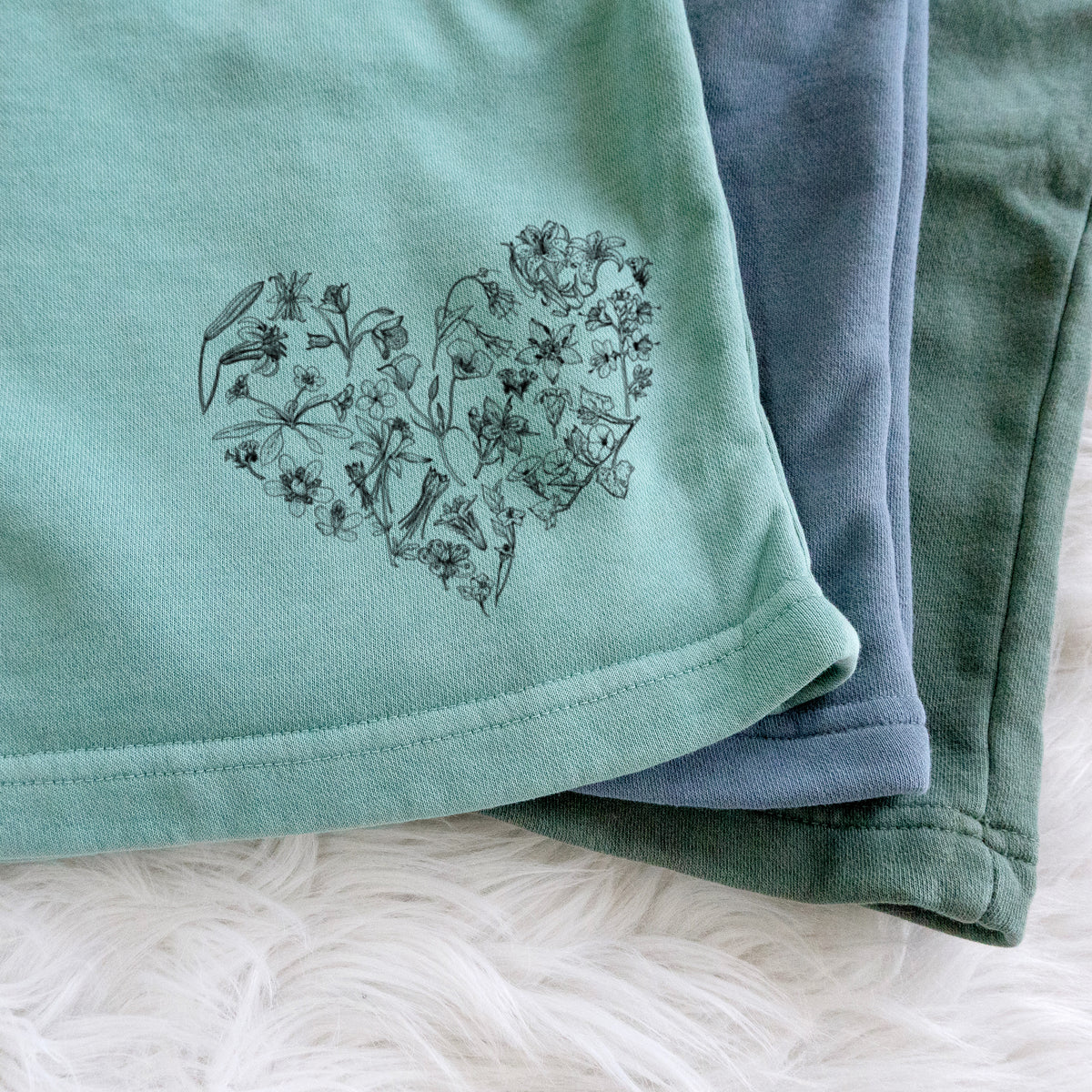 Heart Full of California Mountain Wildflowers - Unisex Pigment Dyed Shorts