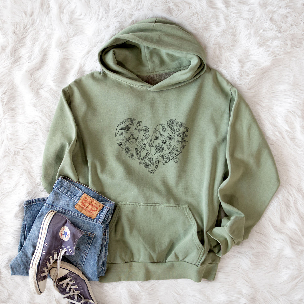 Heart Full of California Mountain Wildflowers  - Urban Heavyweight Hoodie