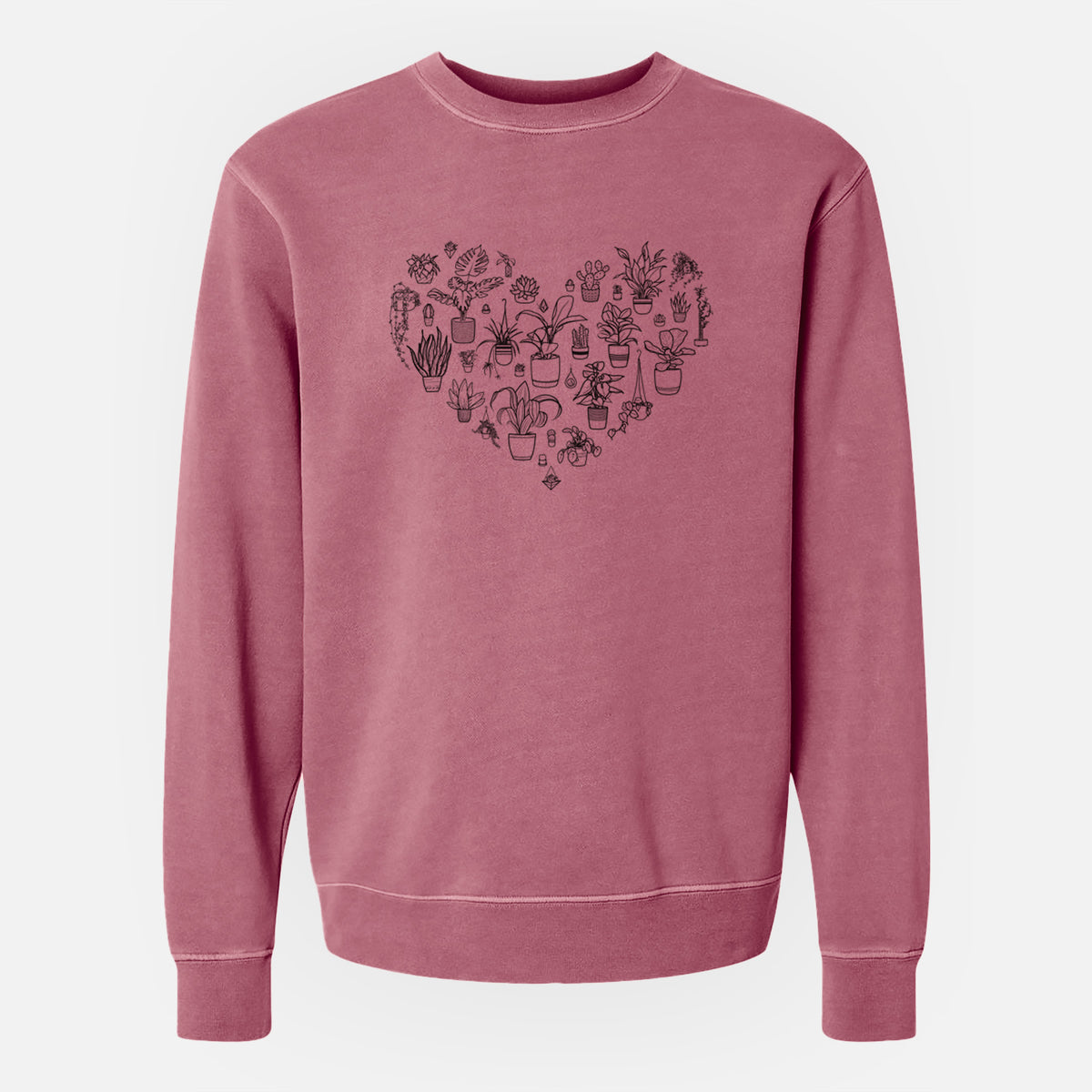 Heart Full of House Plants - Unisex Pigment Dyed Crew Sweatshirt