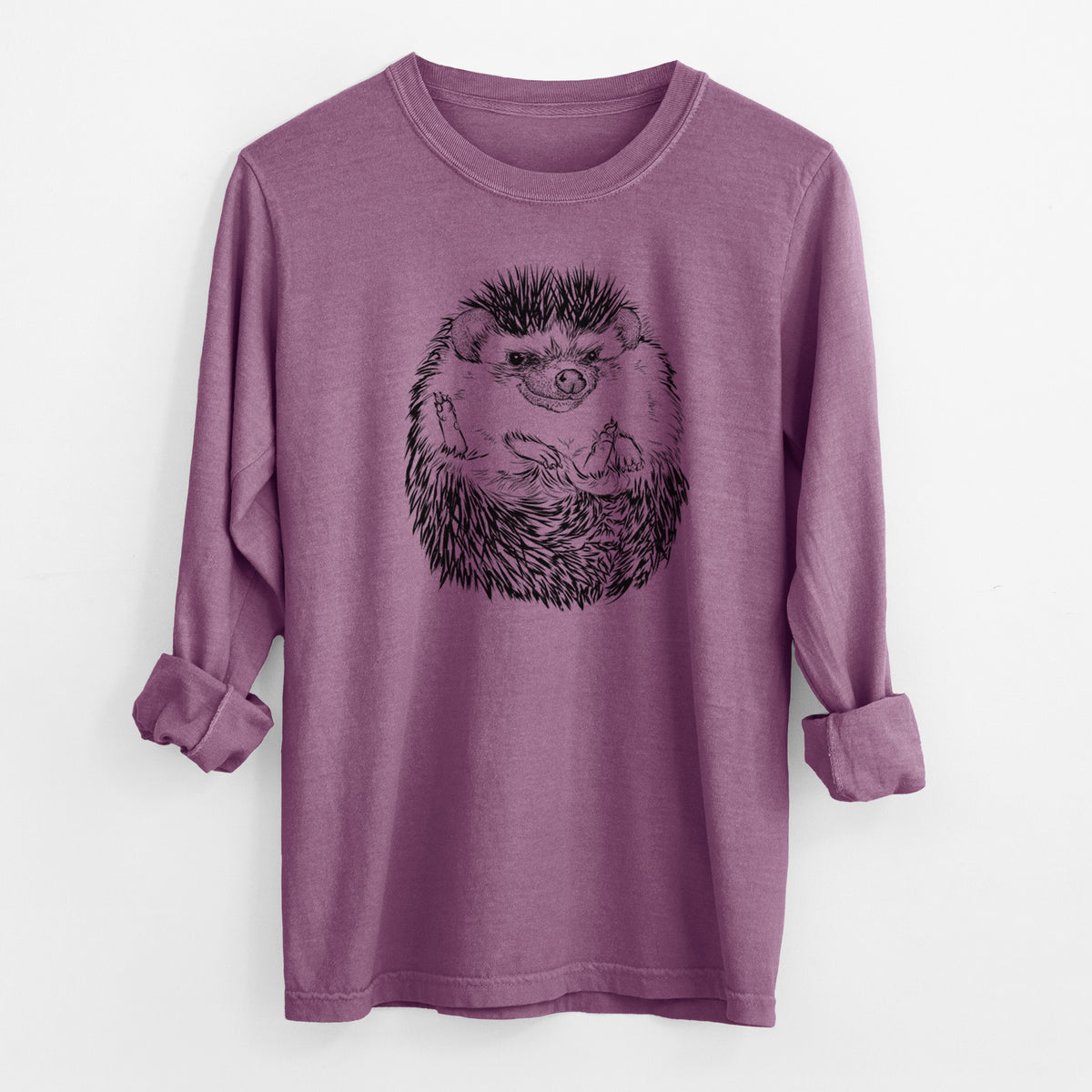 African Pygmy Hedgehog - Atelerix albiventris - Men&#39;s Heavyweight 100% Cotton Long Sleeve