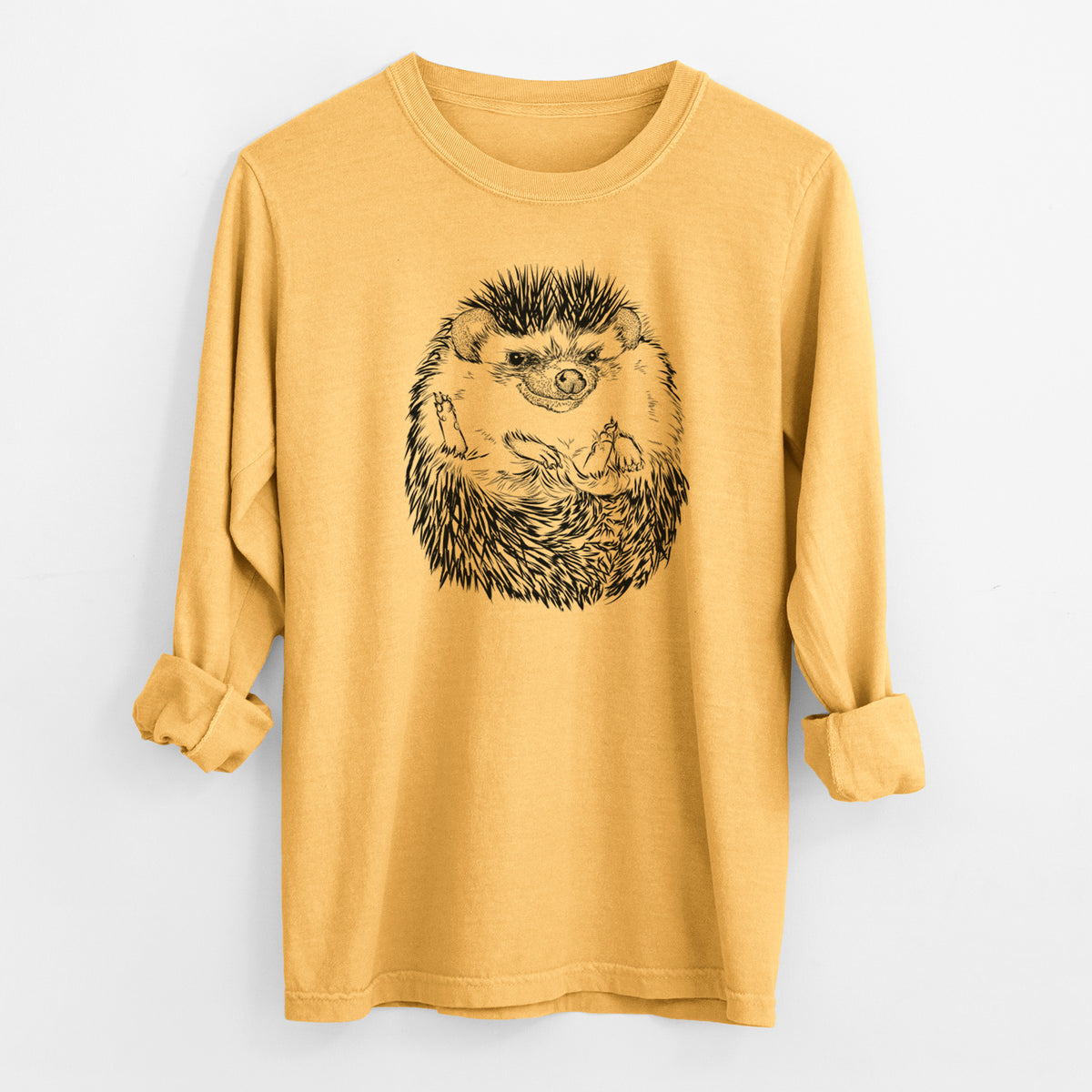 African Pygmy Hedgehog - Atelerix albiventris - Men&#39;s Heavyweight 100% Cotton Long Sleeve