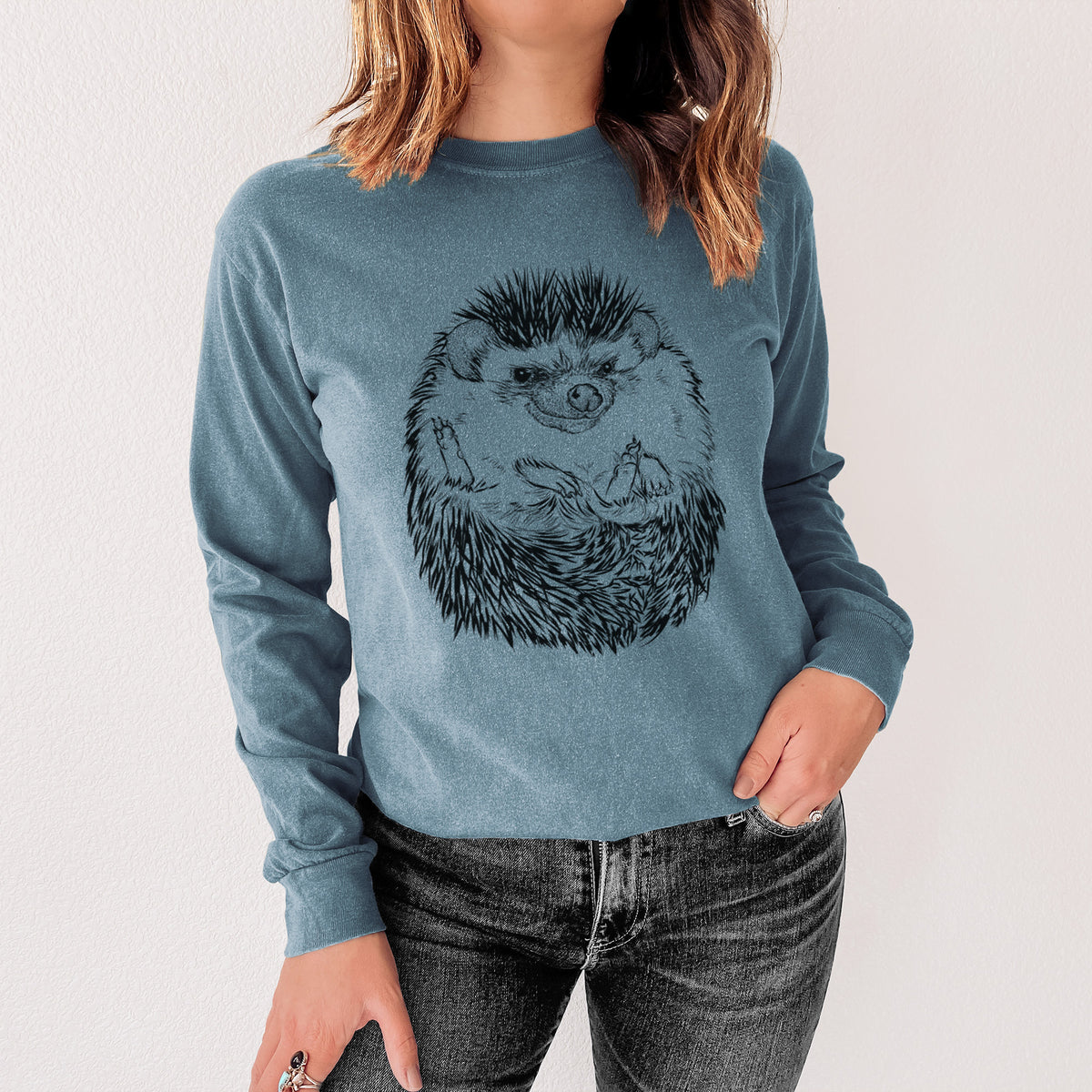 African Pygmy Hedgehog - Atelerix albiventris - Men&#39;s Heavyweight 100% Cotton Long Sleeve