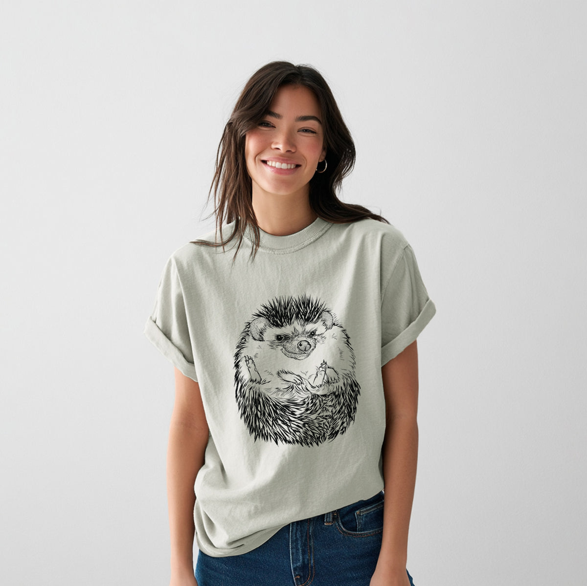 African Pygmy Hedgehog - Atelerix albiventris - Heavyweight Men&#39;s 100% Organic Cotton Tee