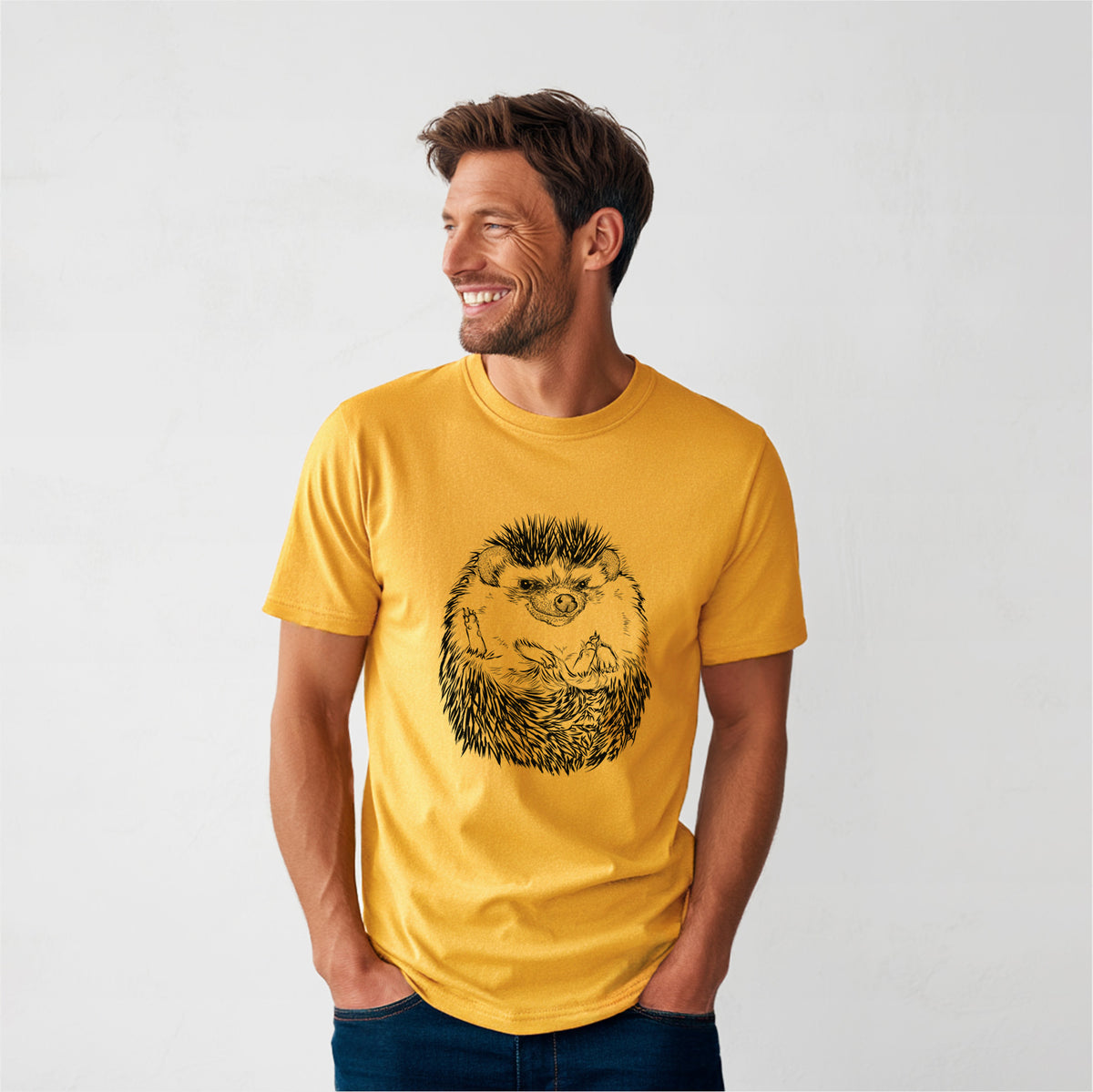 African Pygmy Hedgehog - Atelerix albiventris - Heavyweight Men&#39;s 100% Organic Cotton Tee