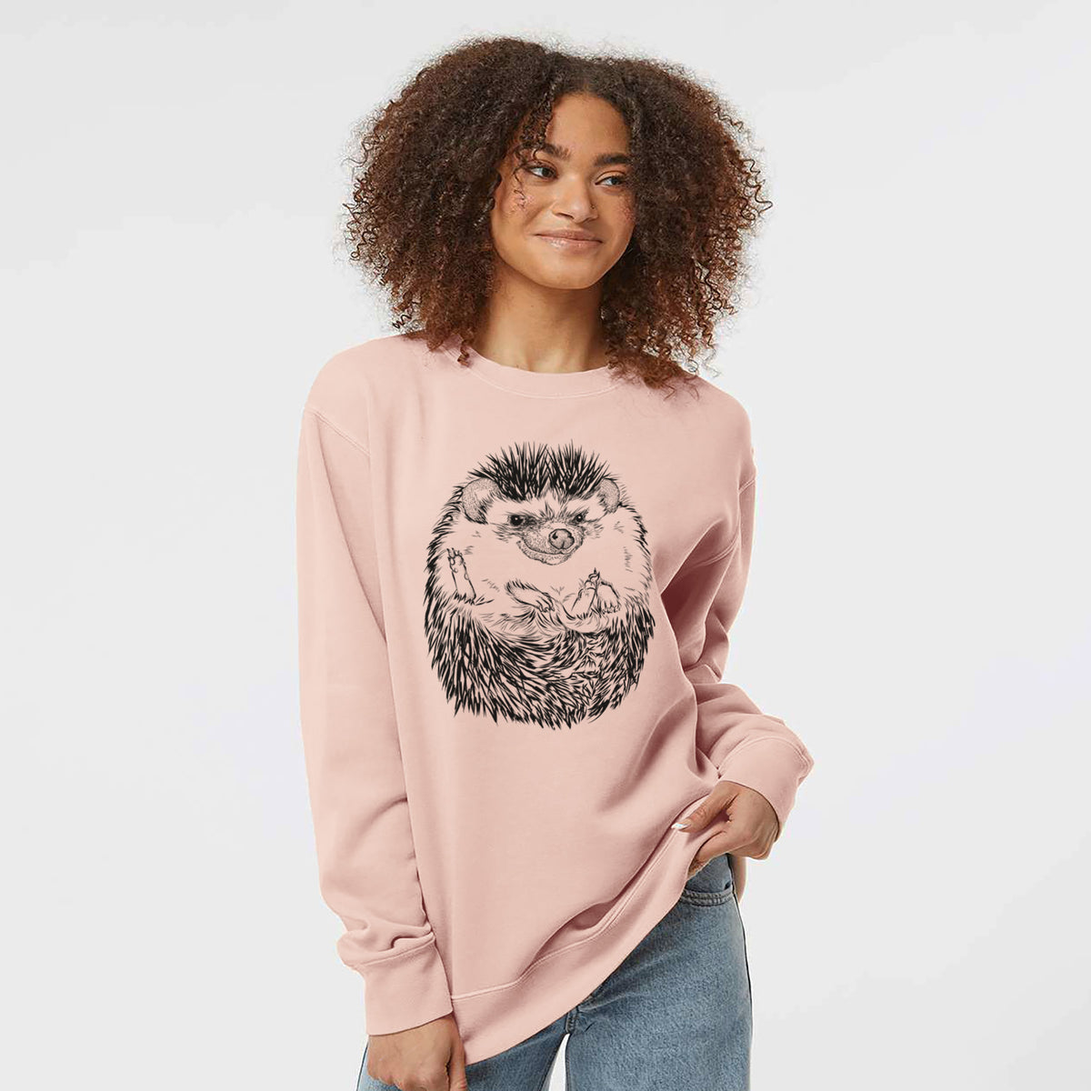 African Pygmy Hedgehog - Atelerix albiventris - Unisex Pigment Dyed Crew Sweatshirt