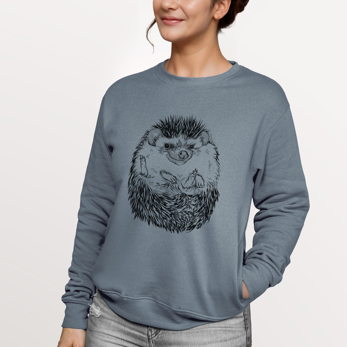 African Pygmy Hedgehog - Atelerix albiventris  - Unisex Reclaimed Crewneck Sweatshirt