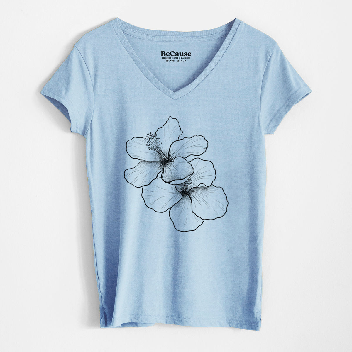 Hibiscus Flowers - Women&#39;s 100% Recycled V-neck