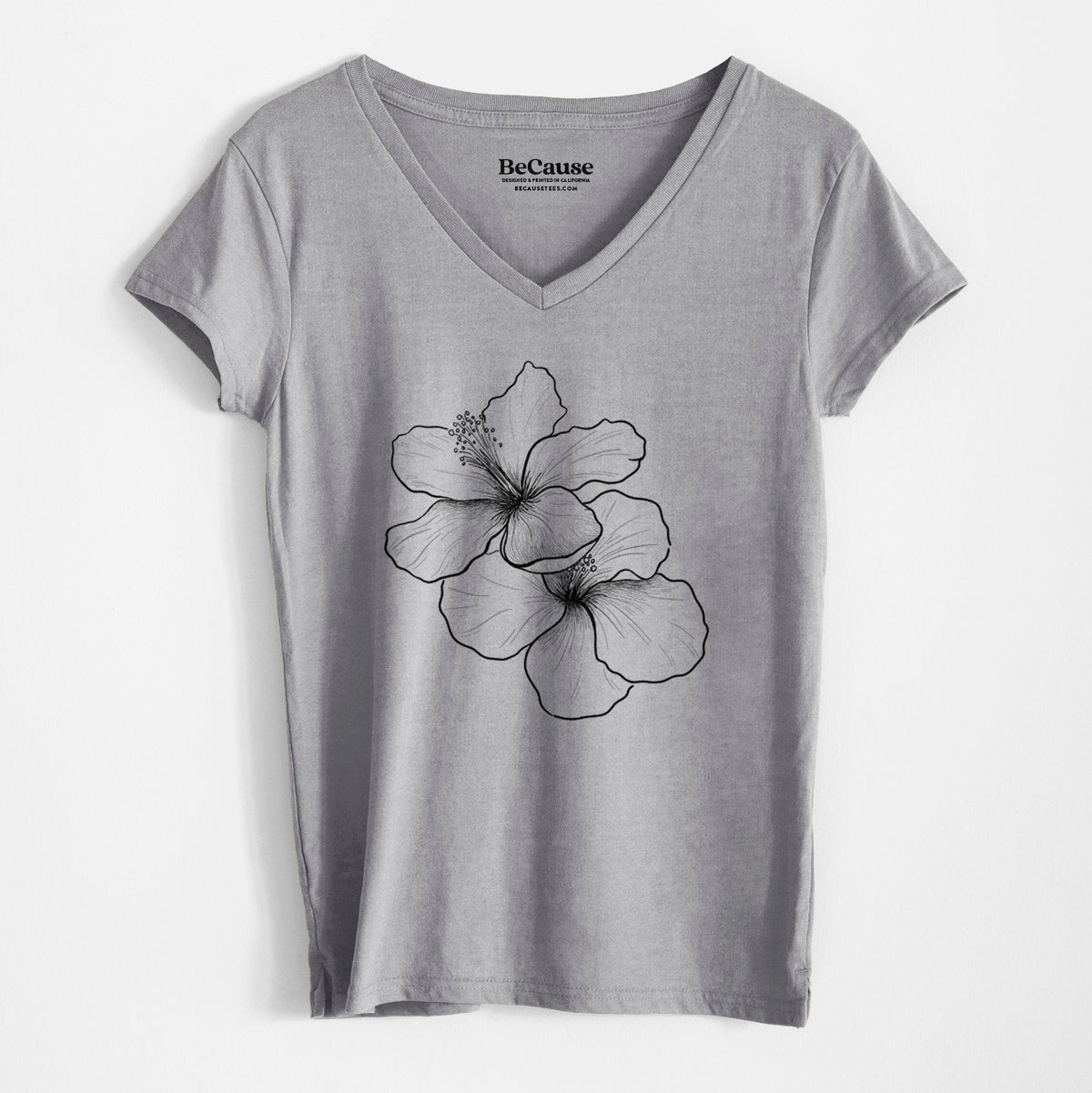 Hibiscus Flowers - Women&#39;s 100% Recycled V-neck