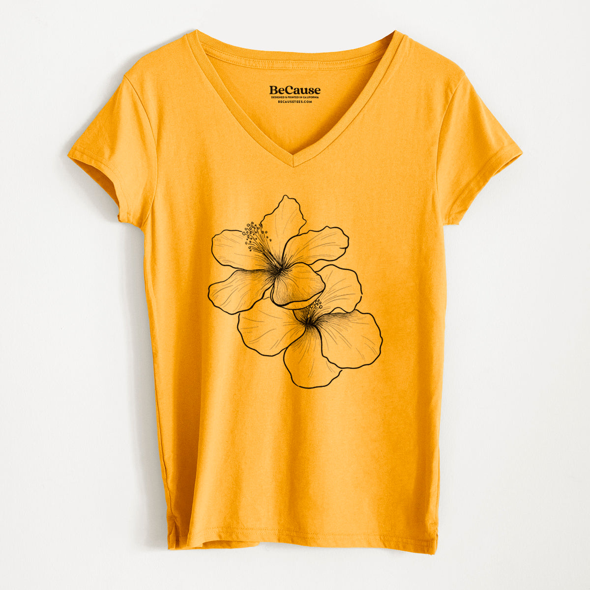 Hibiscus Flowers - Women&#39;s 100% Recycled V-neck