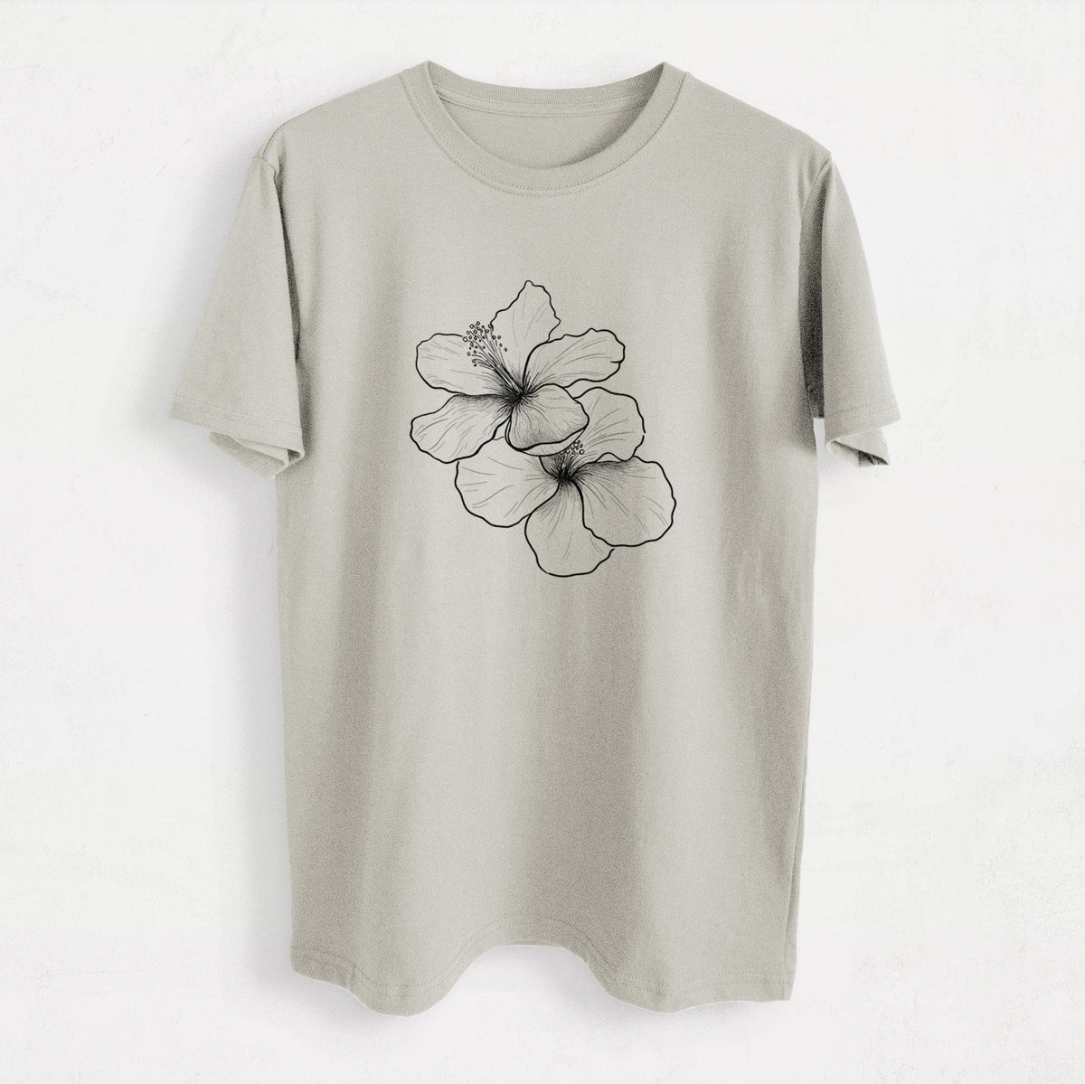 Hibiscus Flowers - Heavyweight Men&#39;s 100% Organic Cotton Tee