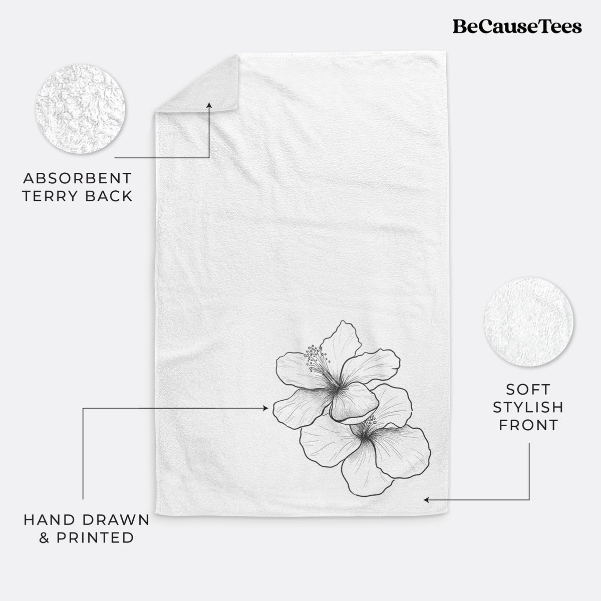 Hibiscus Flowers Premium Decorative Hand Towel