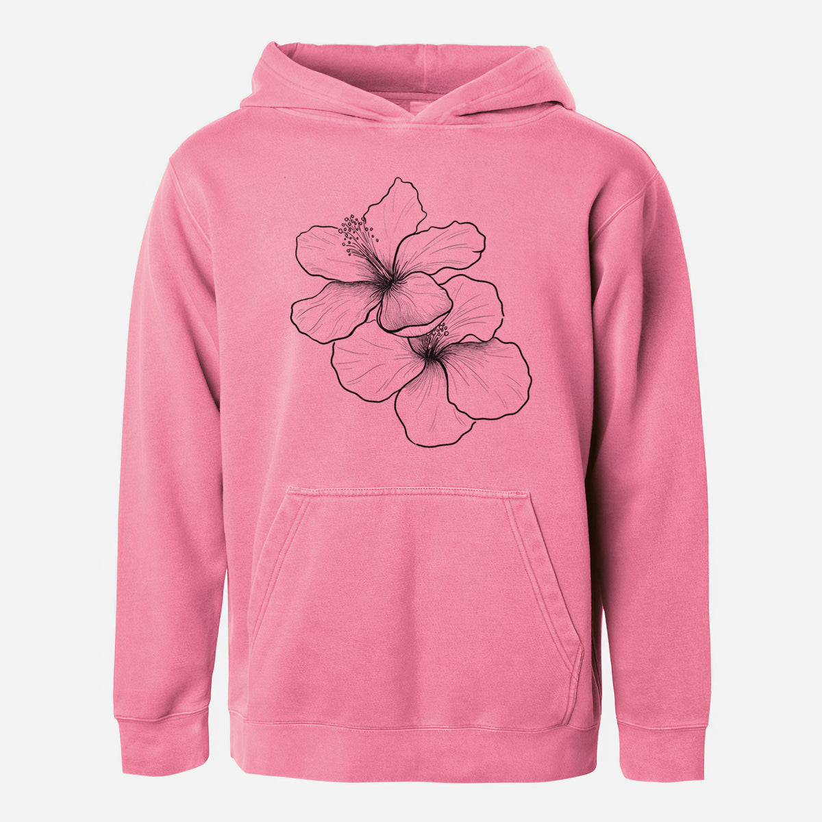 Hibiscus Flowers - Youth Pigment Dyed Hoodie