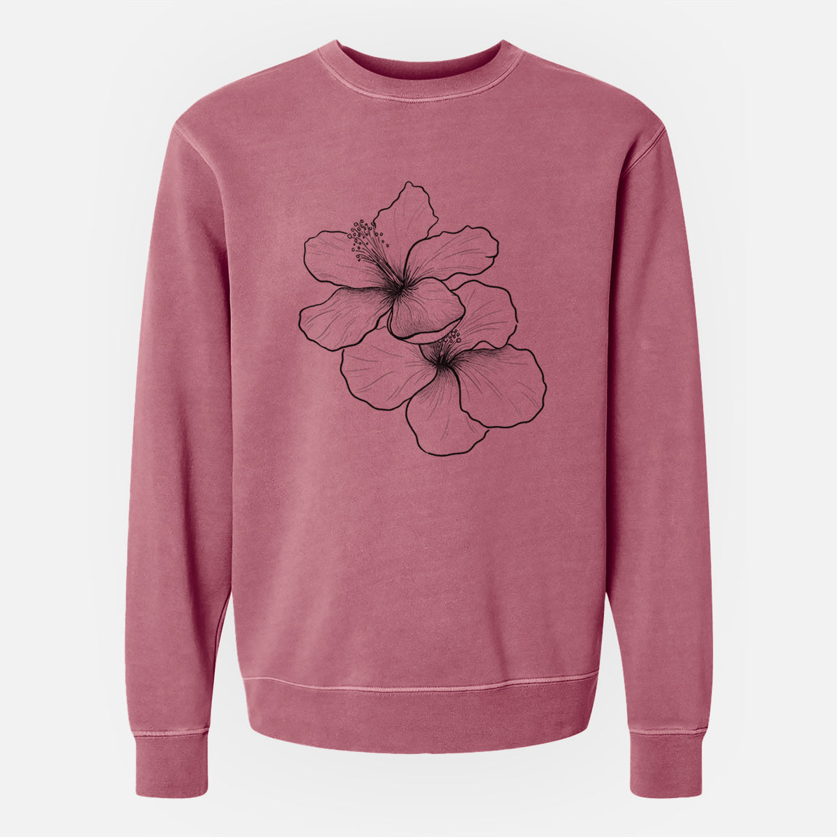 Hibiscus Flowers - Unisex Pigment Dyed Crew Sweatshirt