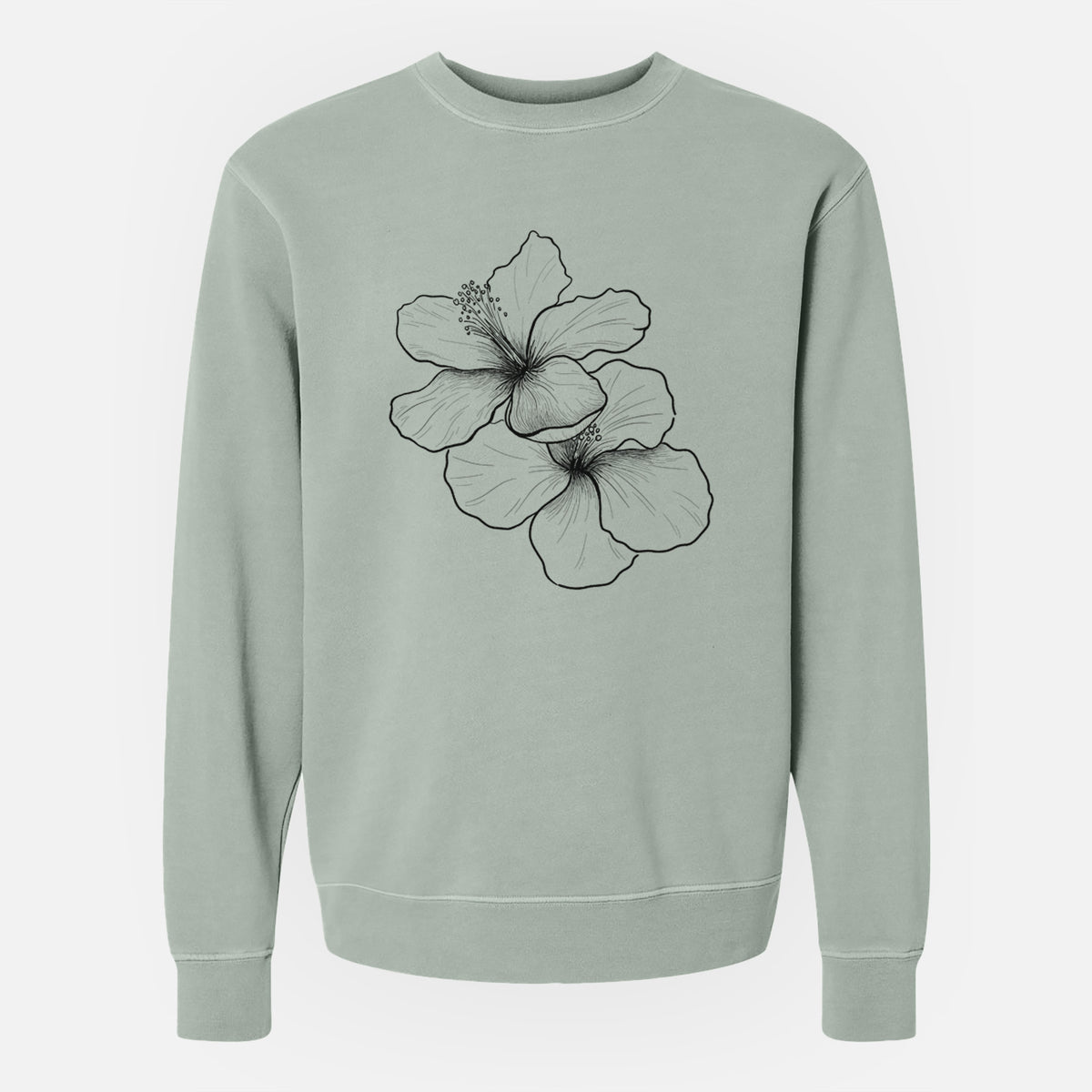 Hibiscus Flowers - Unisex Pigment Dyed Crew Sweatshirt