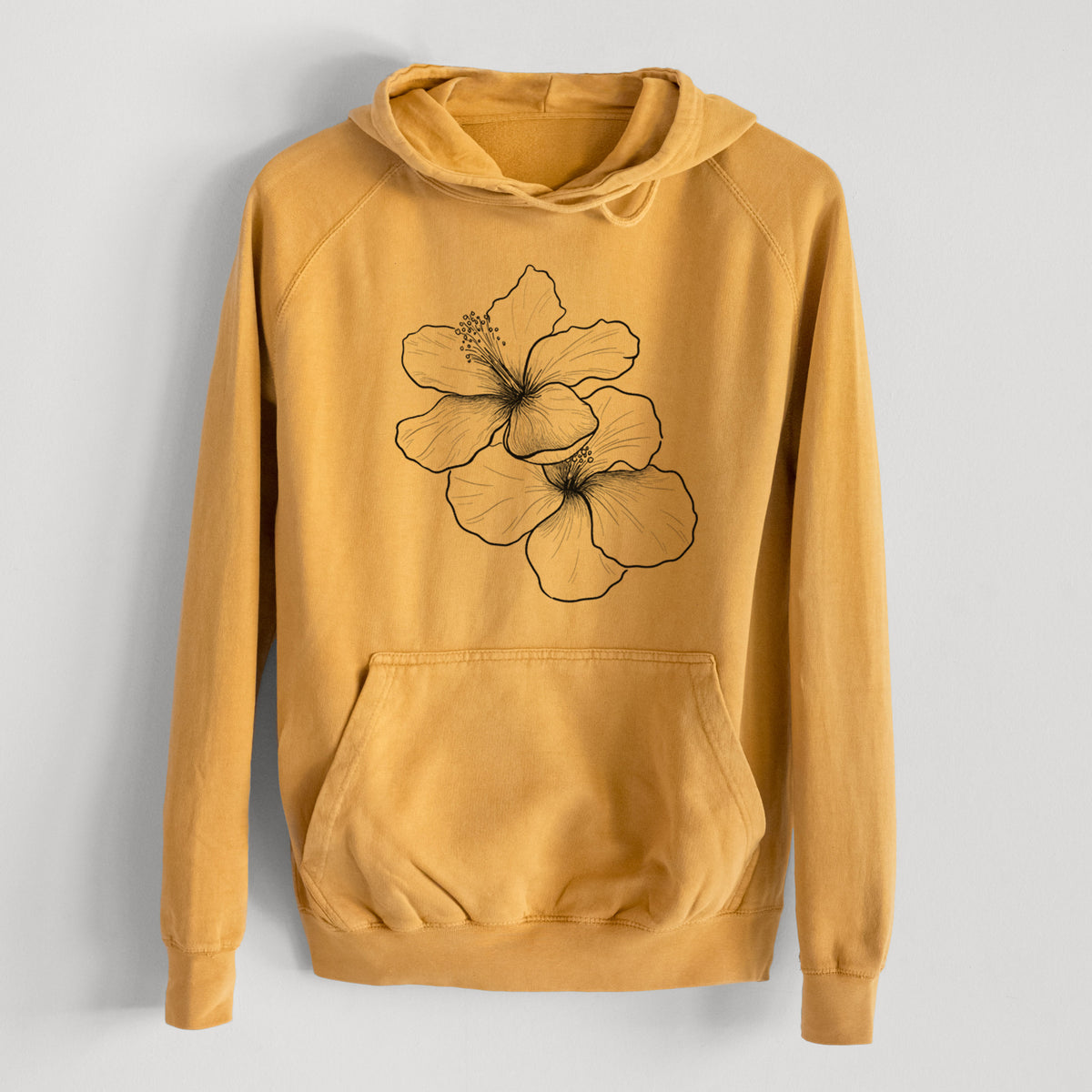 Hibiscus Flowers  - Mid-Weight Unisex Vintage 100% Cotton Hoodie