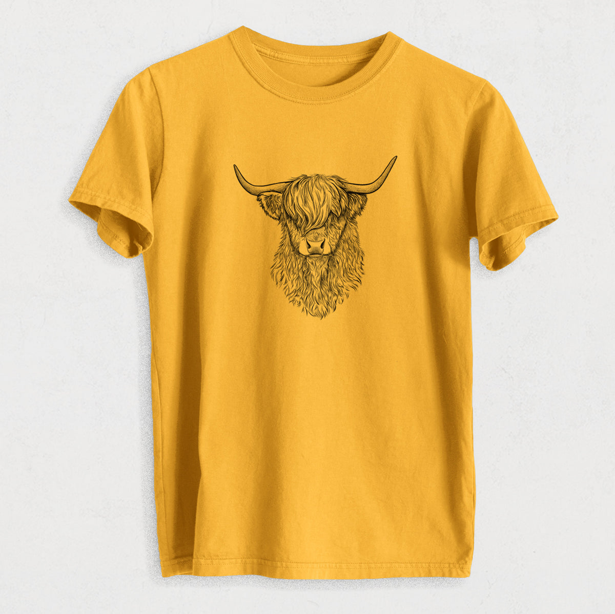 Scottish Highland Cow - Bos taurus taurus - Heavyweight Men&#39;s 100% Organic Cotton Tee