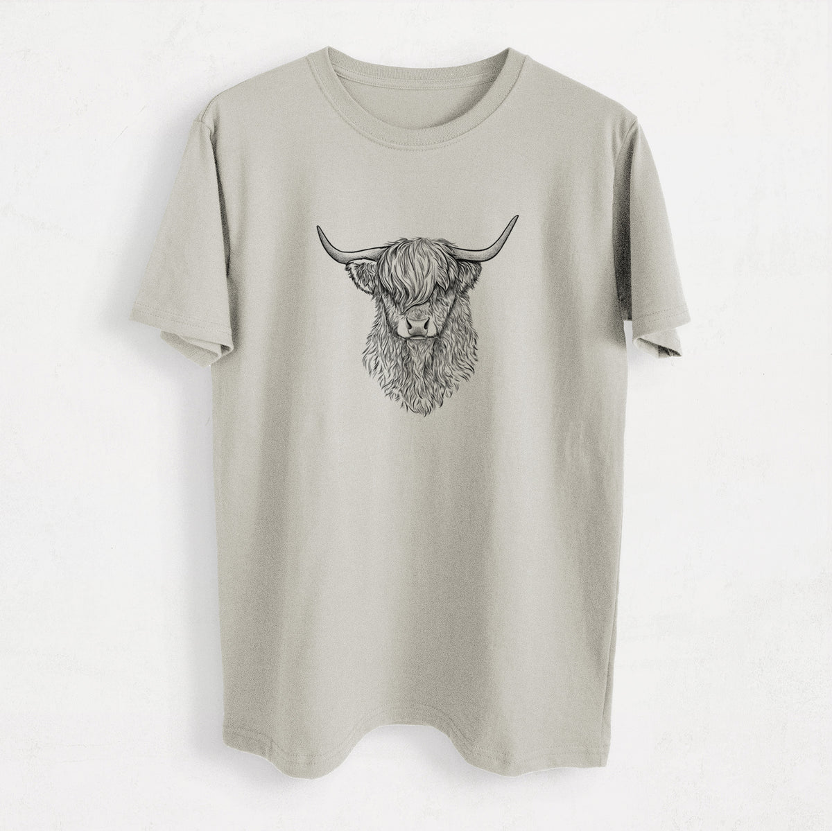 Scottish Highland Cow - Bos taurus taurus - Heavyweight Men&#39;s 100% Organic Cotton Tee