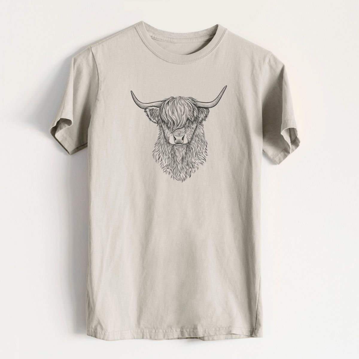 Scottish Highland Cow - Bos taurus taurus - Heavyweight Men&#39;s 100% Organic Cotton Tee