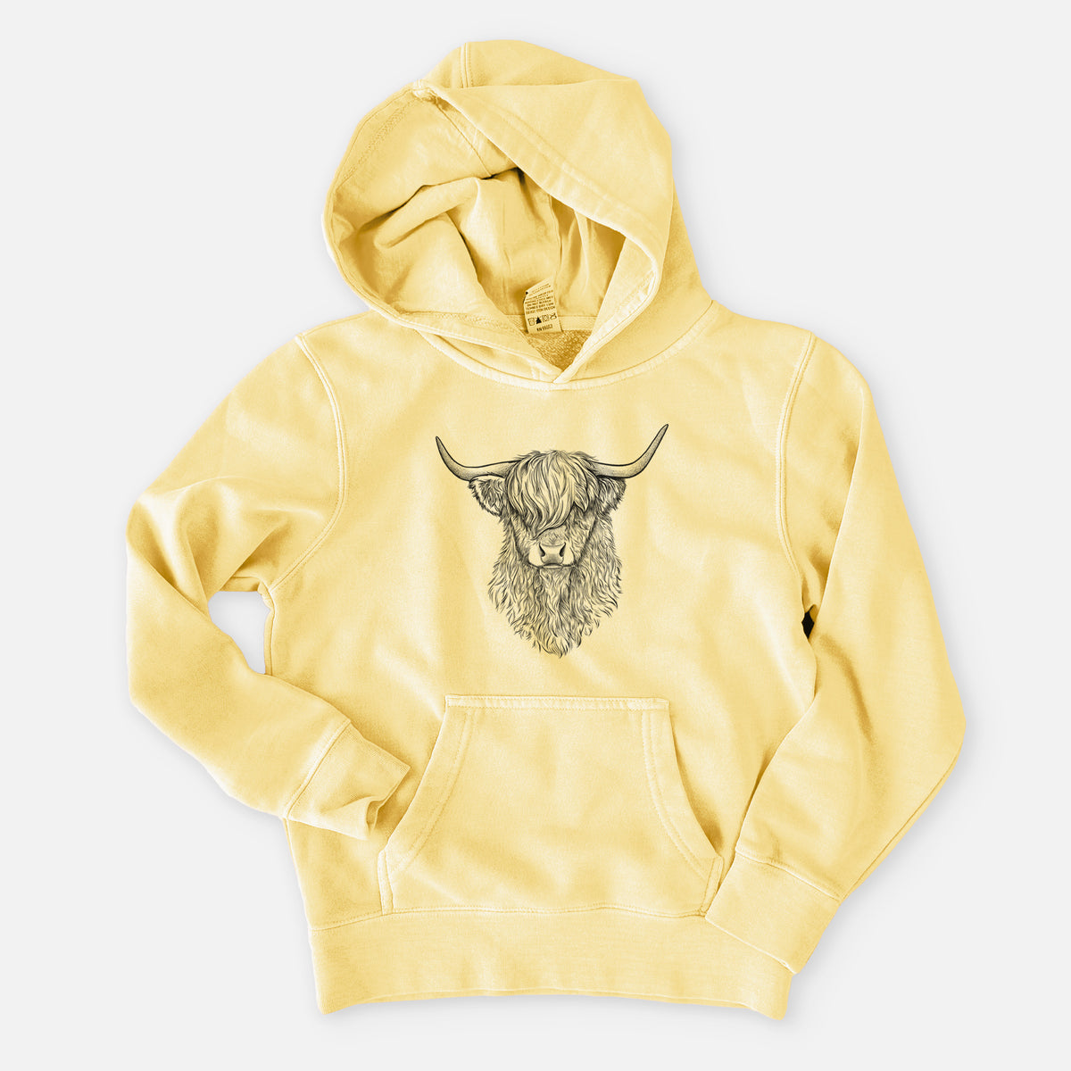 Scottish Highland Cow - Bos taurus taurus - Youth Pigment Dyed Hoodie