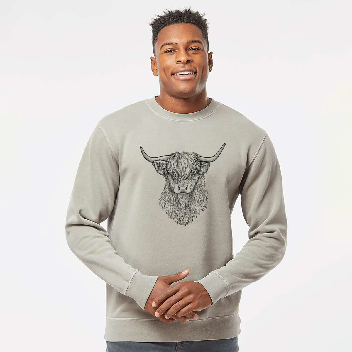 Scottish Highland Cow - Bos taurus taurus - Unisex Pigment Dyed Crew Sweatshirt