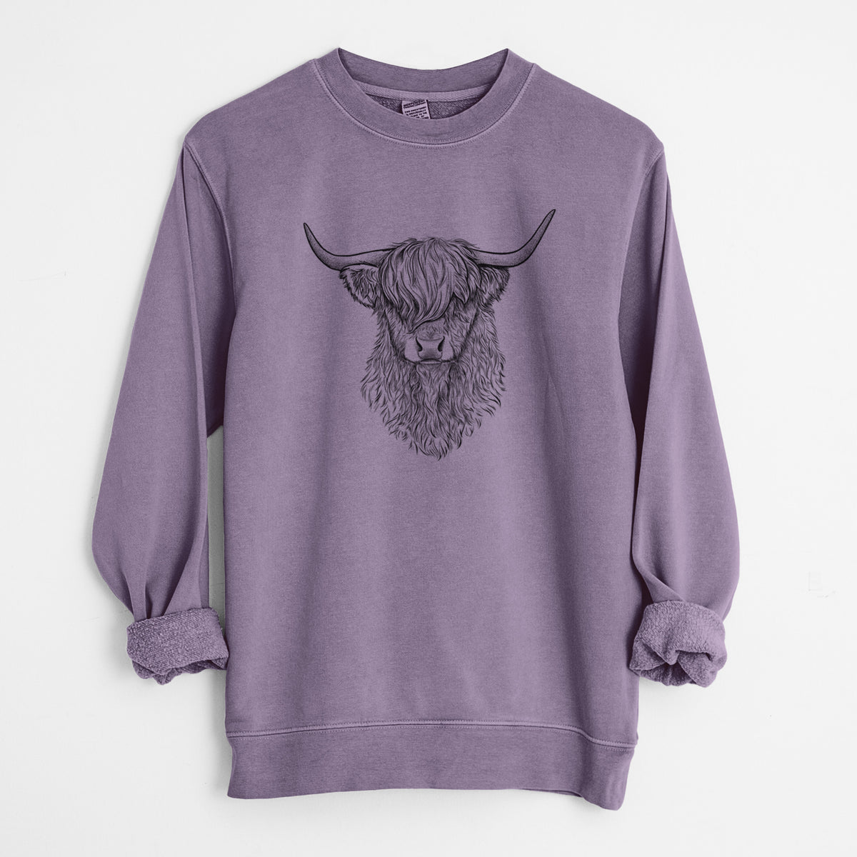 Scottish Highland Cow - Bos taurus taurus - Unisex Pigment Dyed Crew Sweatshirt