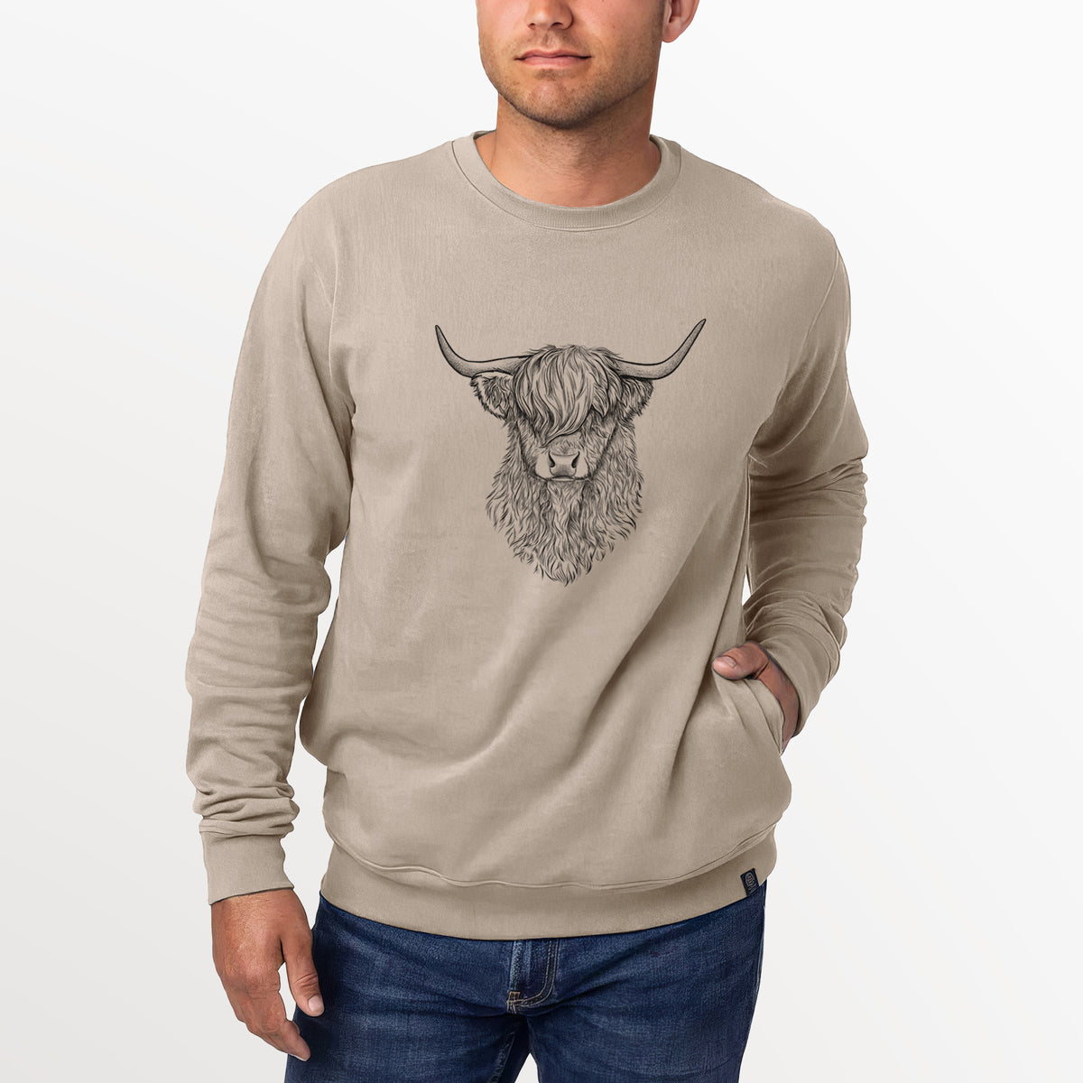 Scottish Highland Cow - Bos taurus taurus  - Unisex Reclaimed Crewneck Sweatshirt