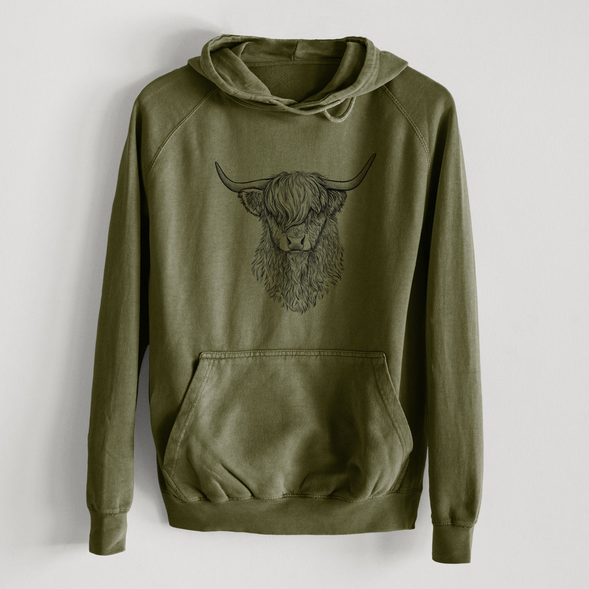 Scottish Highland Cow - Bos taurus taurus  - Mid-Weight Unisex Vintage 100% Cotton Hoodie