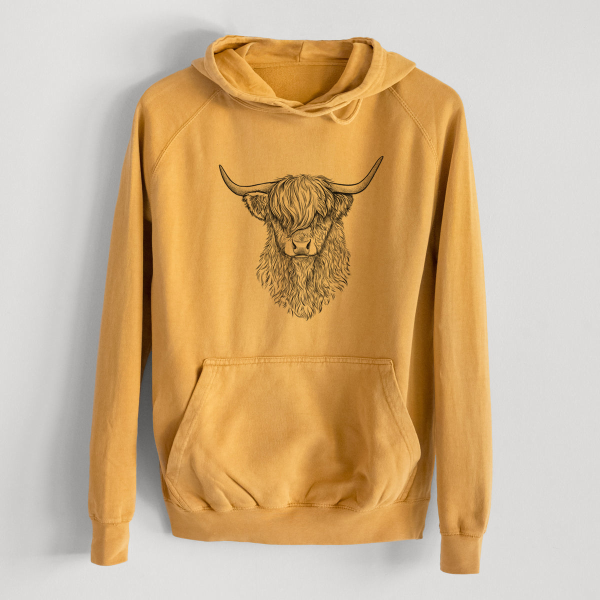 Scottish Highland Cow - Bos taurus taurus  - Mid-Weight Unisex Vintage 100% Cotton Hoodie