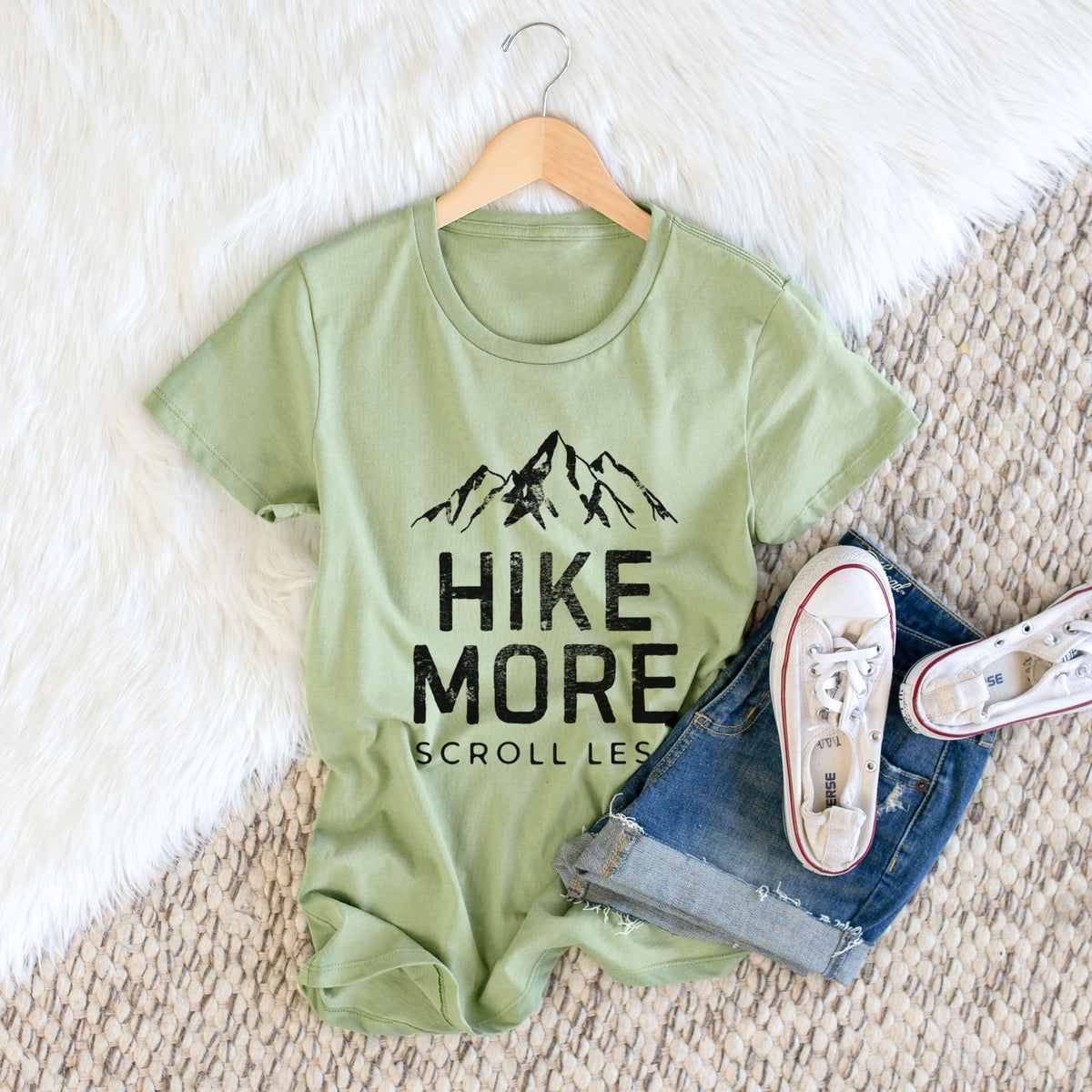 Hike More - Scroll Less - Women&#39;s Crewneck - Made in USA - 100% Organic Cotton