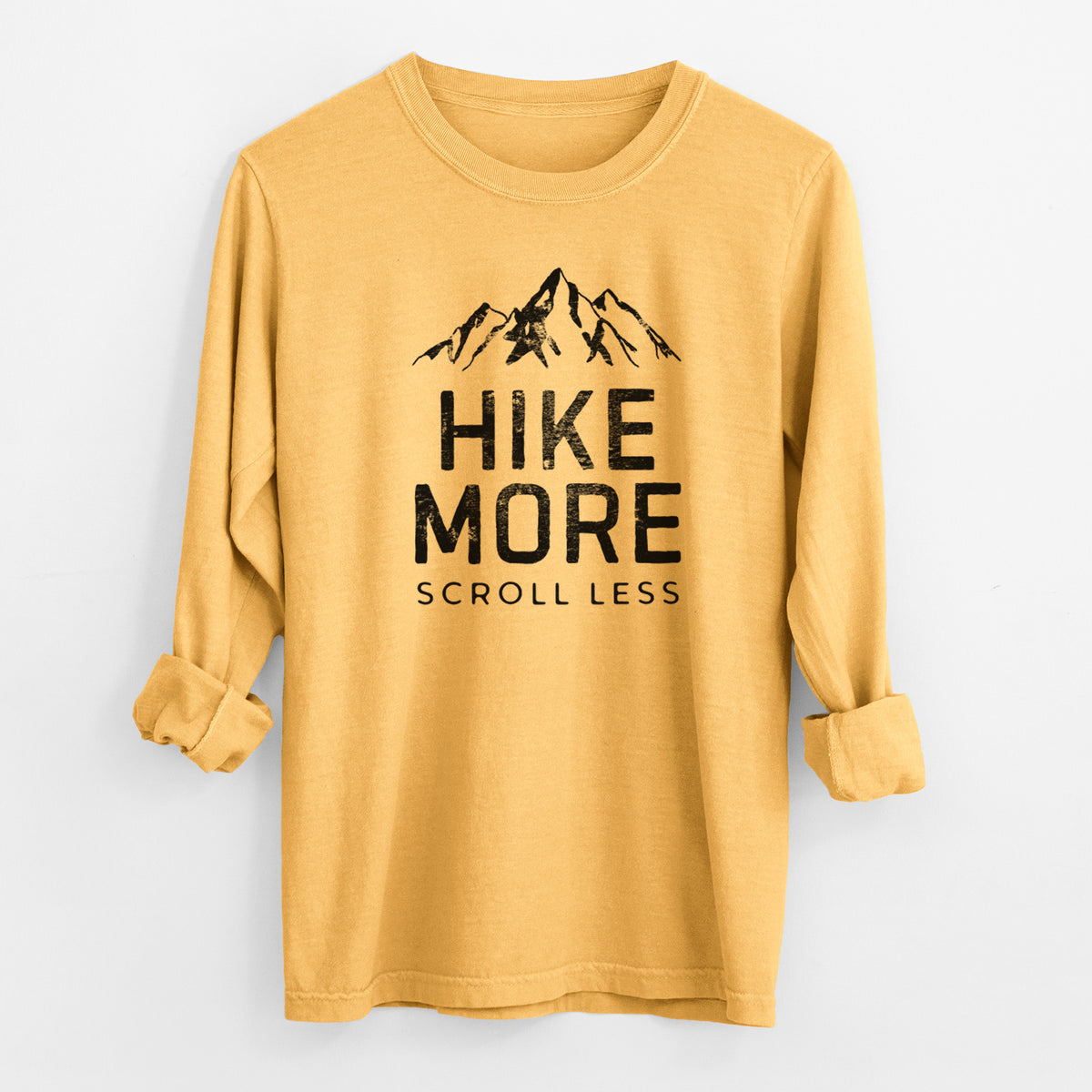 Hike More - Scroll Less - Men&#39;s Heavyweight 100% Cotton Long Sleeve