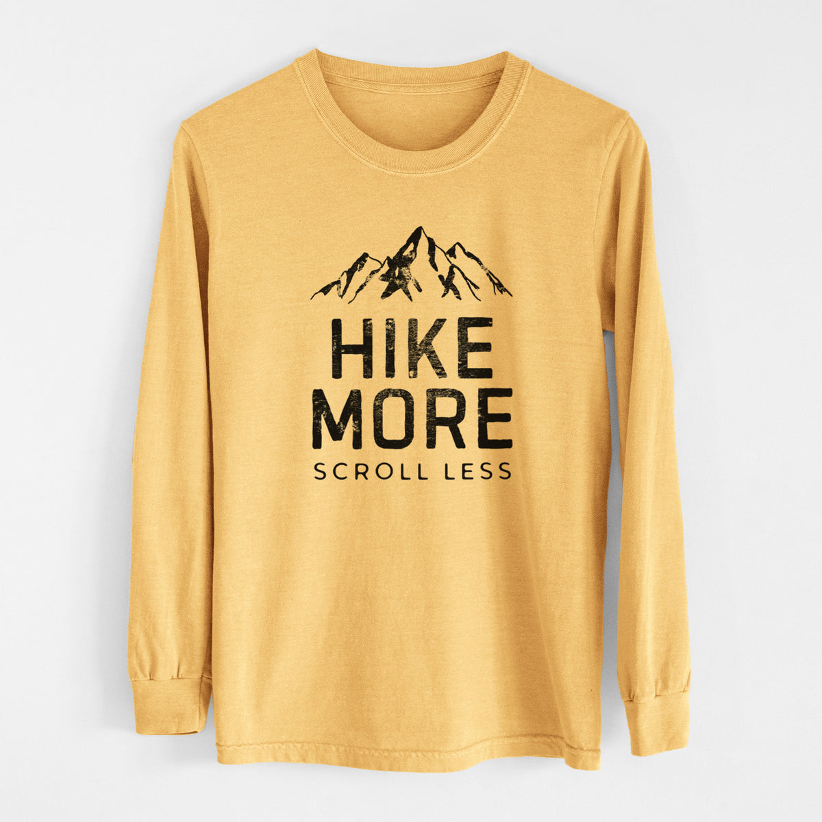 Hike More - Scroll Less - Men&#39;s Heavyweight 100% Cotton Long Sleeve