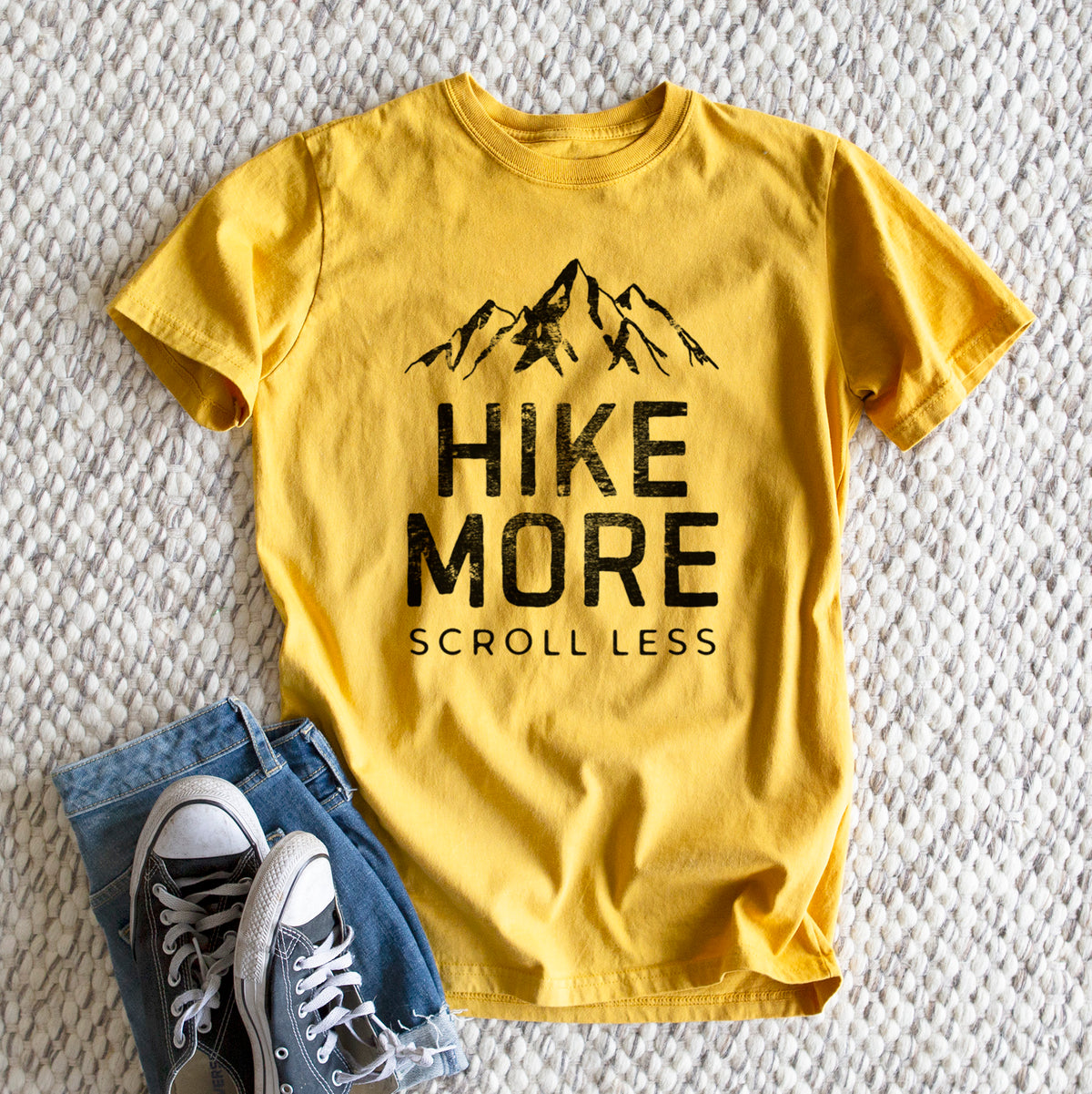 Hike More - Scroll Less - Heavyweight Men&#39;s 100% Organic Cotton Tee