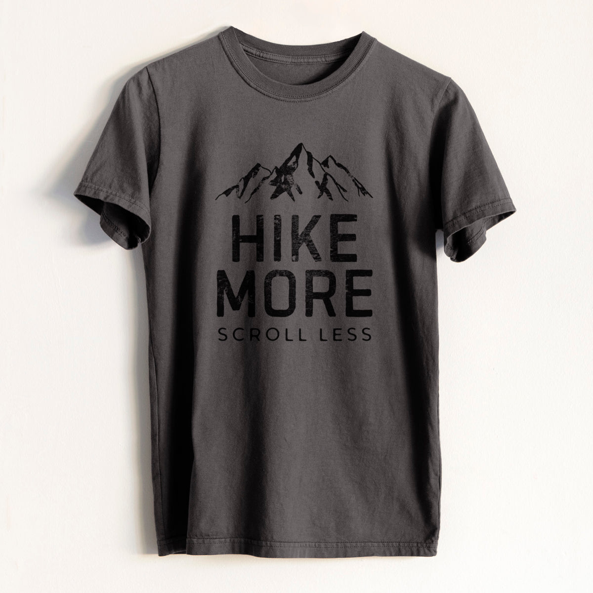 Hike More - Scroll Less - Heavyweight Men&#39;s 100% Organic Cotton Tee
