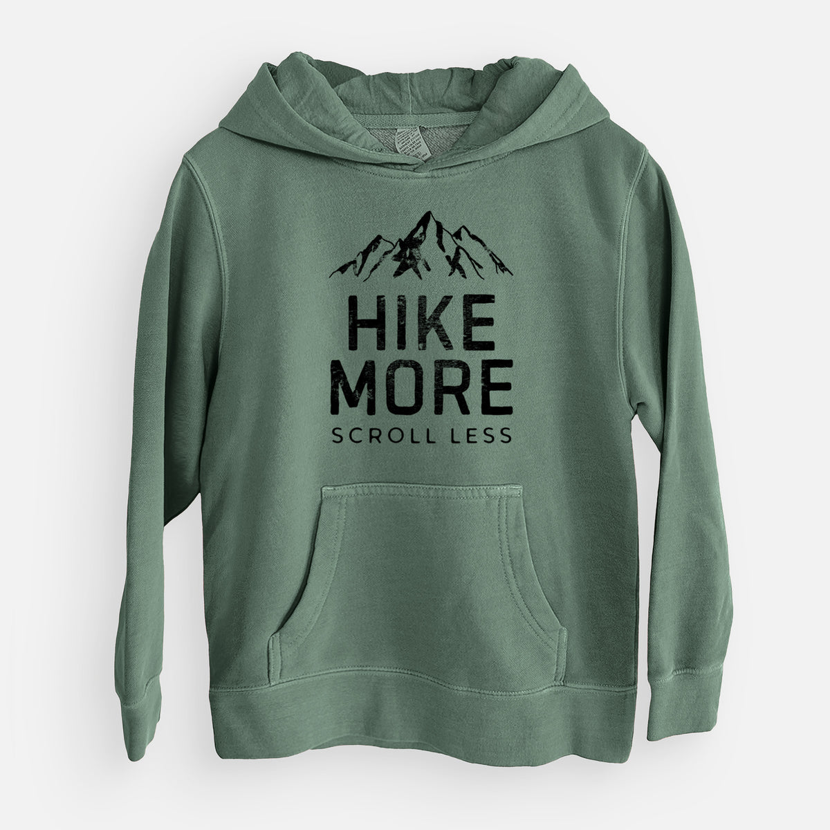 Hike More - Scroll Less - Youth Pigment Dyed Hoodie