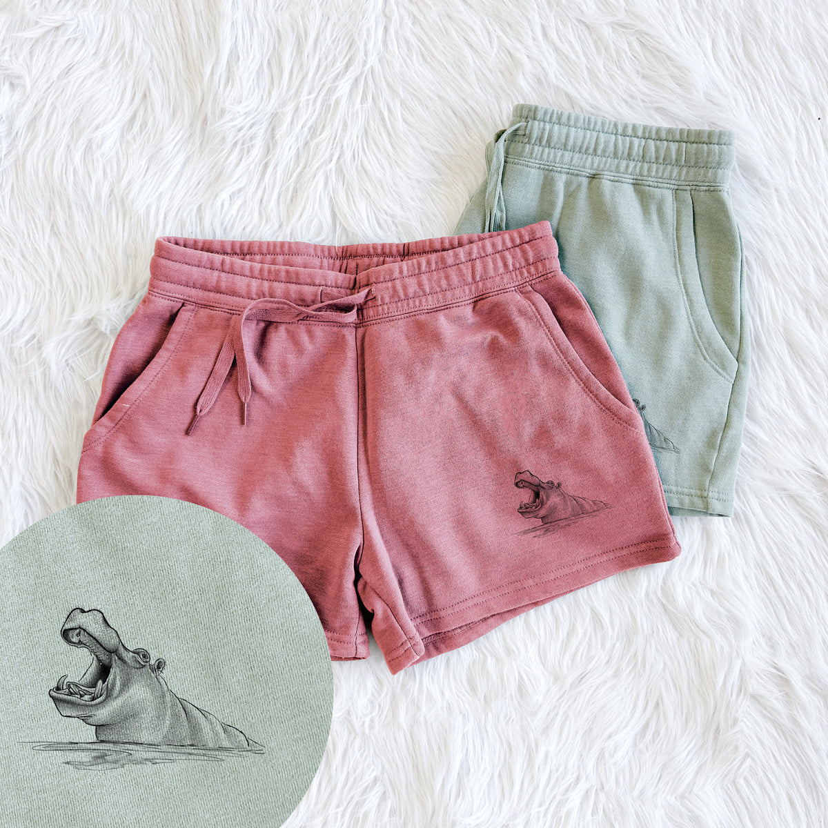 Hippo - Hippopotamus amphibius - Women&#39;s Cali Wave Shorts