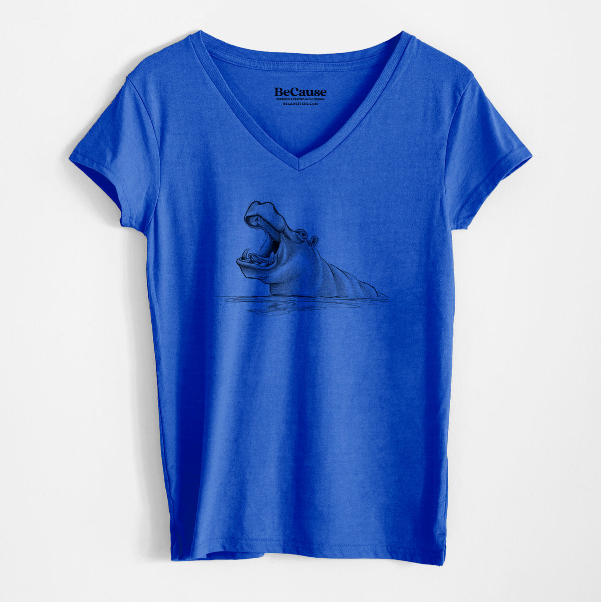 Hippo - Hippopotamus amphibius - Women&#39;s 100% Recycled V-neck