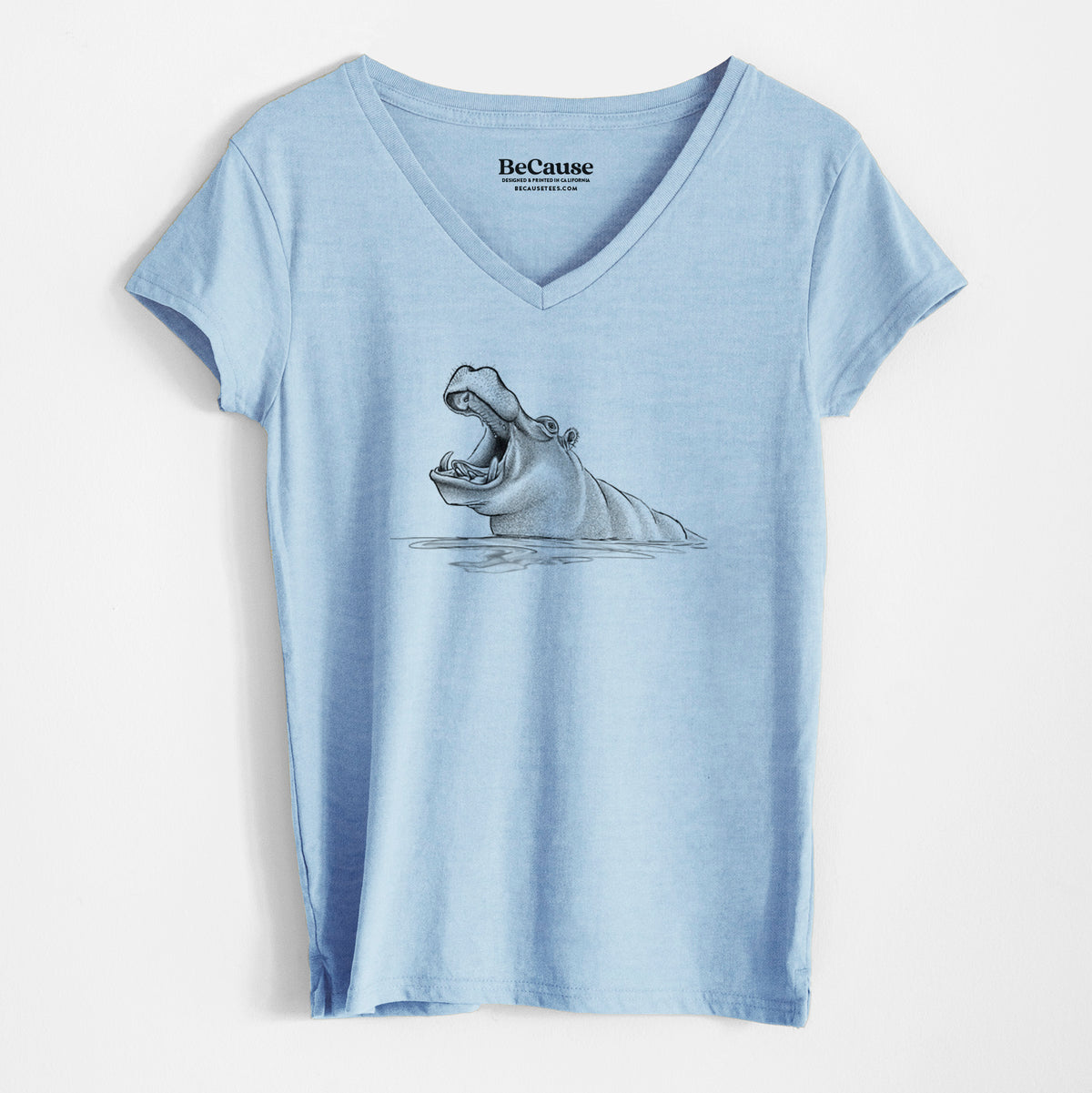 Hippo - Hippopotamus amphibius - Women&#39;s 100% Recycled V-neck