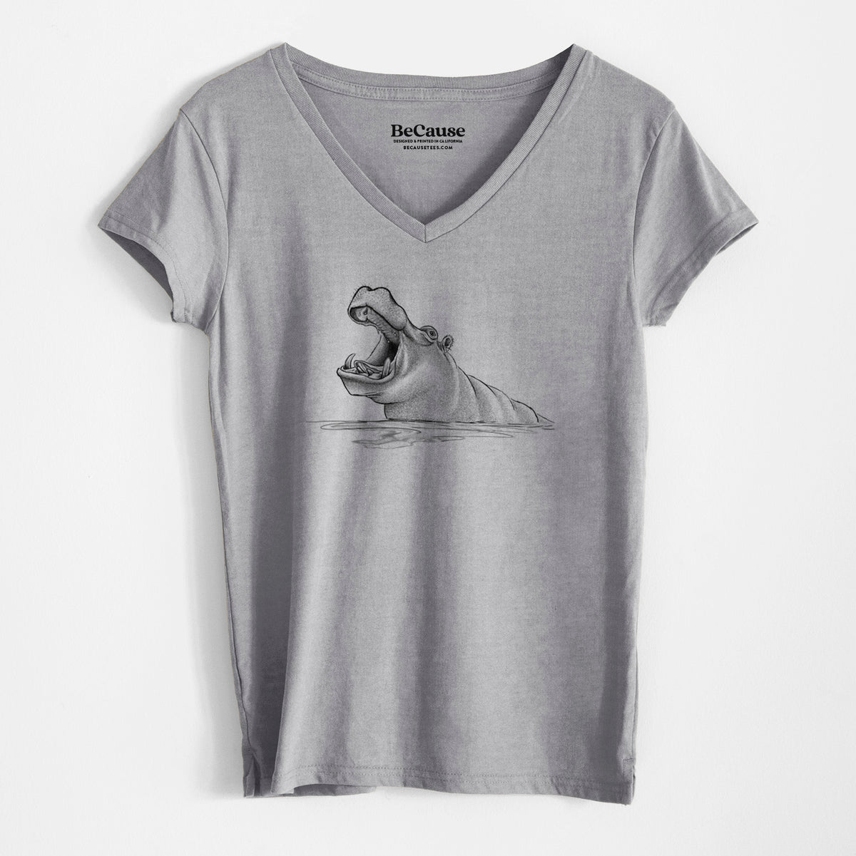 Hippo - Hippopotamus amphibius - Women&#39;s 100% Recycled V-neck