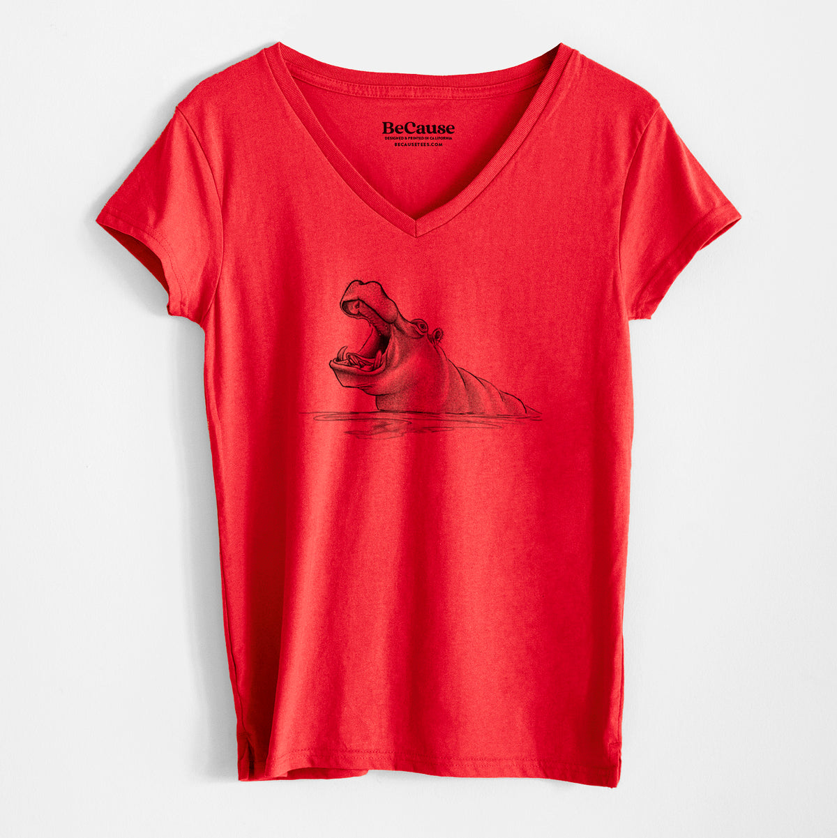 Hippo - Hippopotamus amphibius - Women&#39;s 100% Recycled V-neck