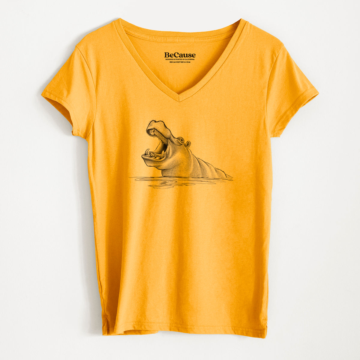 Hippo - Hippopotamus amphibius - Women&#39;s 100% Recycled V-neck