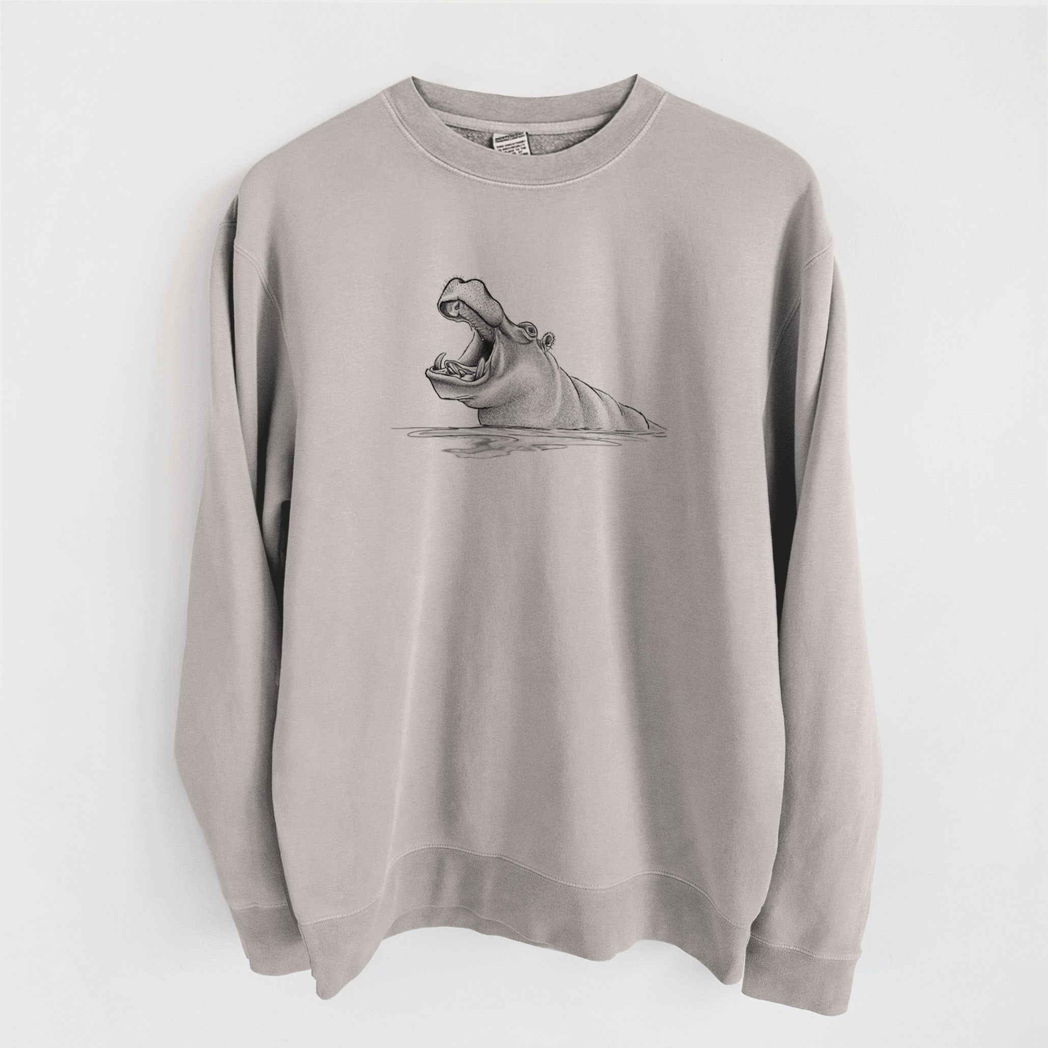 Hippo - Hippopotamus amphibius - Unisex Pigment Dyed Crew Sweatshirt
