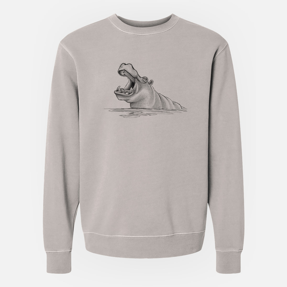 Hippo - Hippopotamus amphibius - Unisex Pigment Dyed Crew Sweatshirt