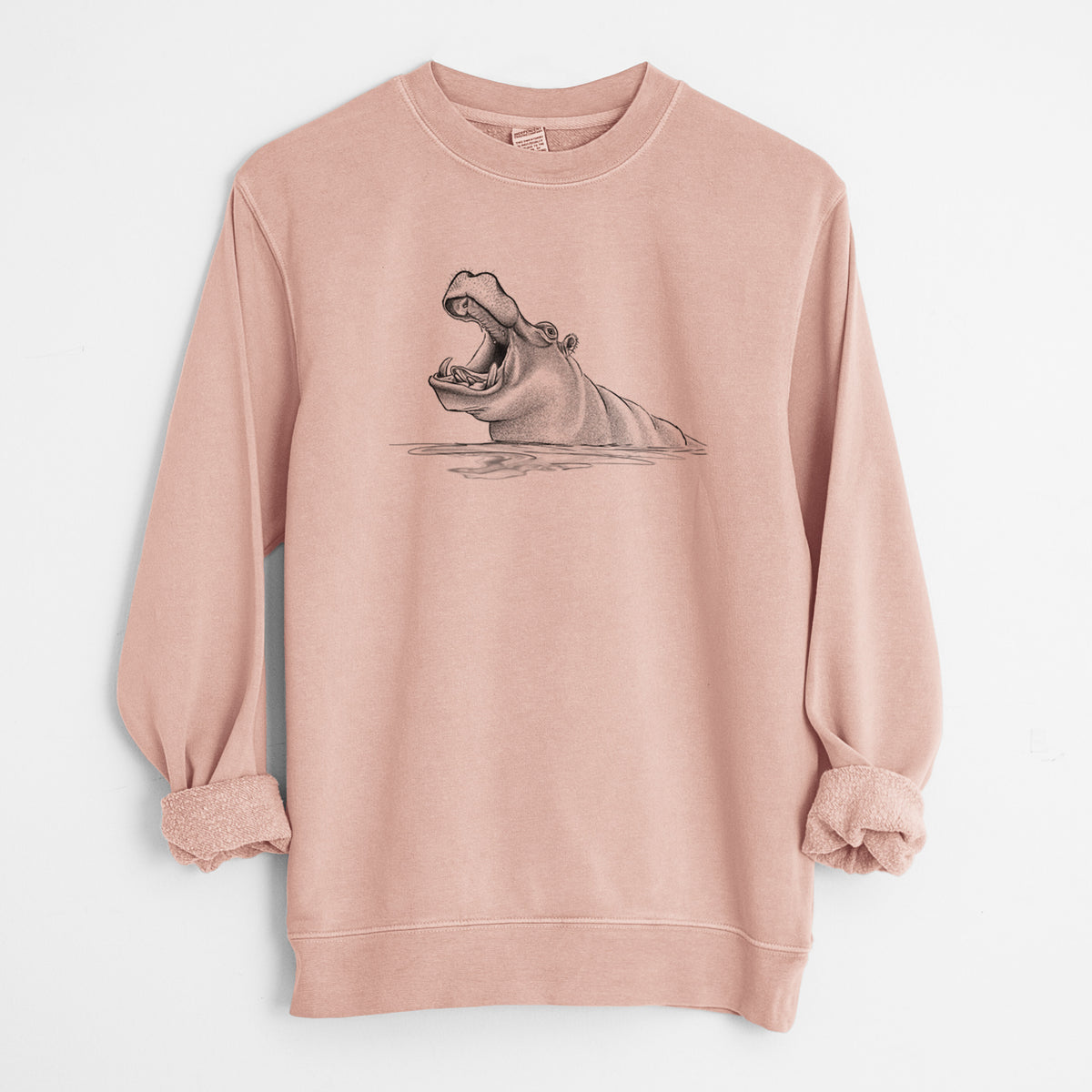 Hippo - Hippopotamus amphibius - Unisex Pigment Dyed Crew Sweatshirt